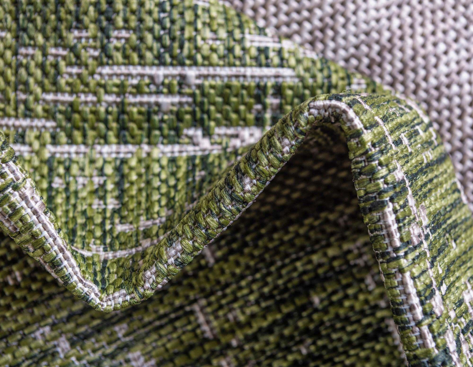 Unique Loom Outdoor Rugs - Outdoor Modern Abstract Rectangular 9x12 Rug Green & Beige