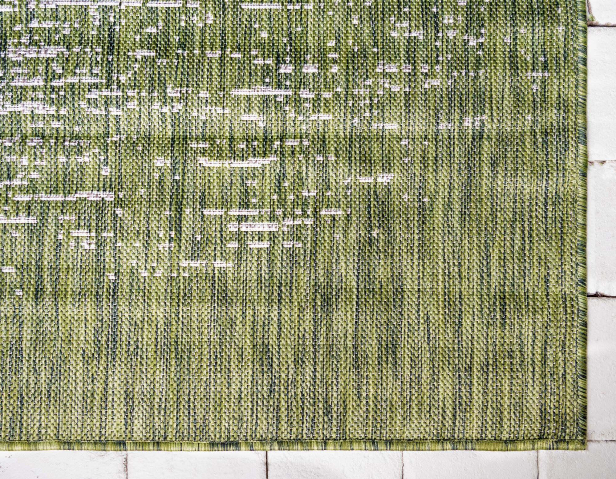 Unique Loom Outdoor Rugs - Outdoor Modern Abstract Rectangular 9x12 Rug Green & Beige