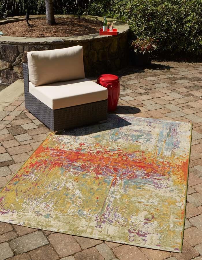 Unique Loom Outdoor Rugs - Outdoor Modern Contemporary 10x14 Rectangular Rug Multi