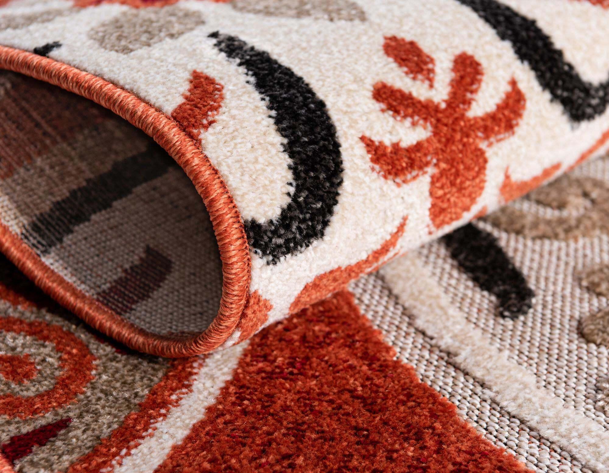 Unique Loom Outdoor Rugs - Outdoor Modern Floral Rectangular 9x12 Rug Terracotta & Beige
