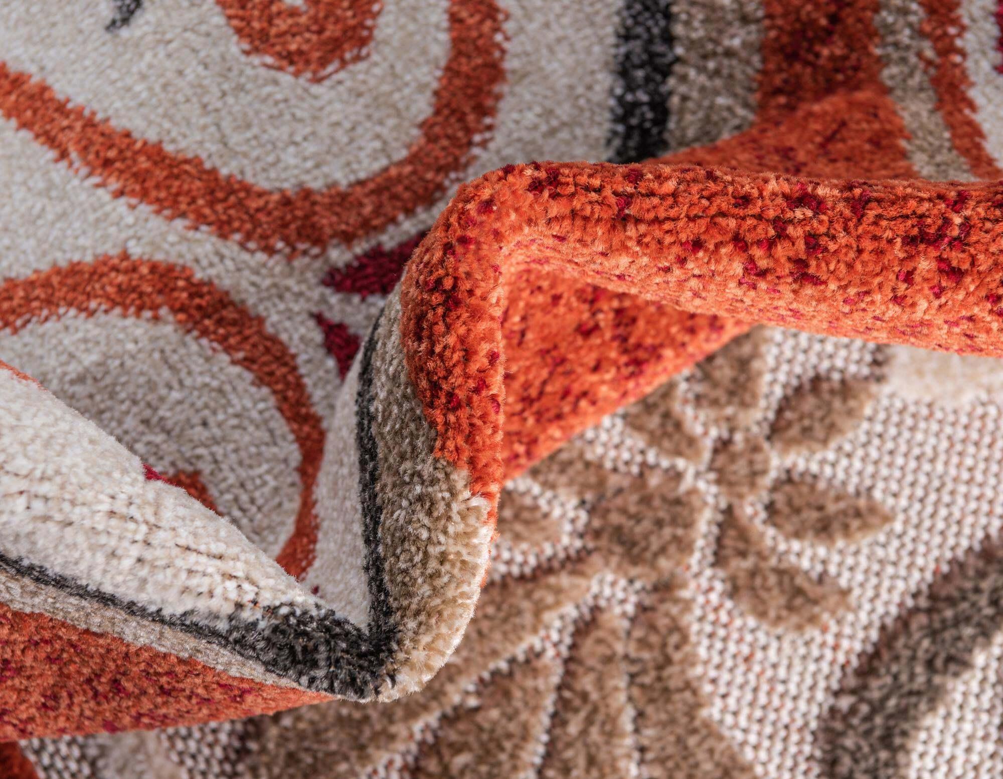 Unique Loom Outdoor Rugs - Outdoor Modern Floral Rectangular 9x12 Rug Terracotta & Beige