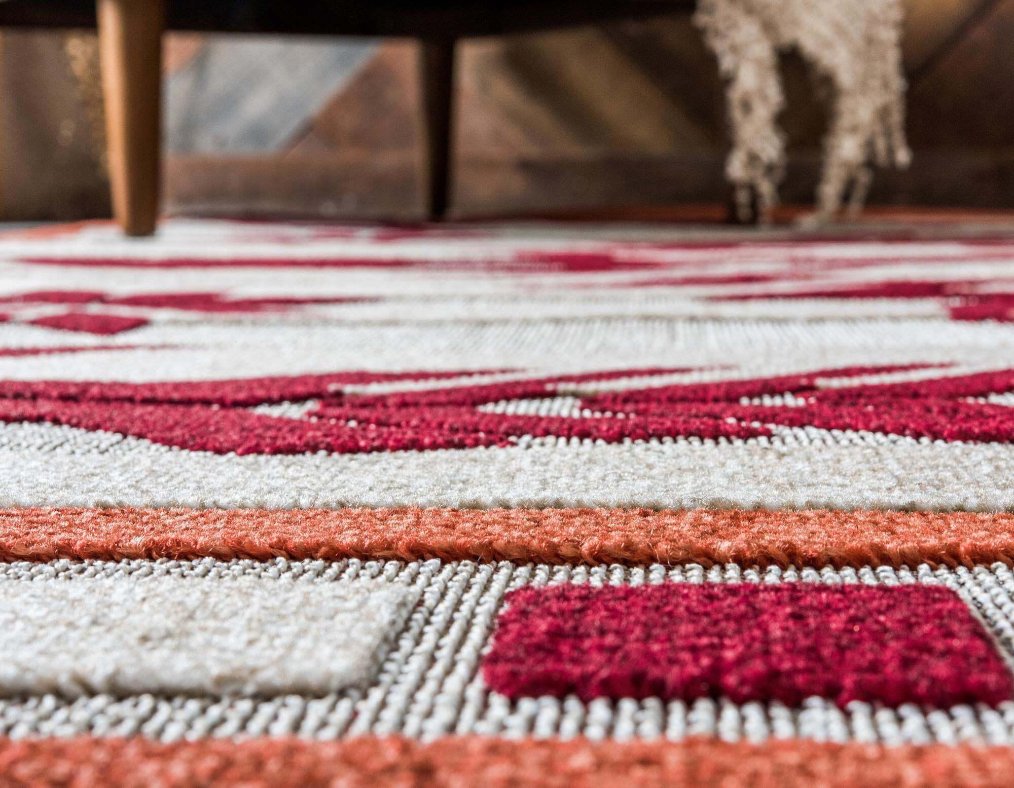 Unique Loom Outdoor Rugs - Outdoor Modern Geometric 4x6 Rug Burgundy & Multicolor