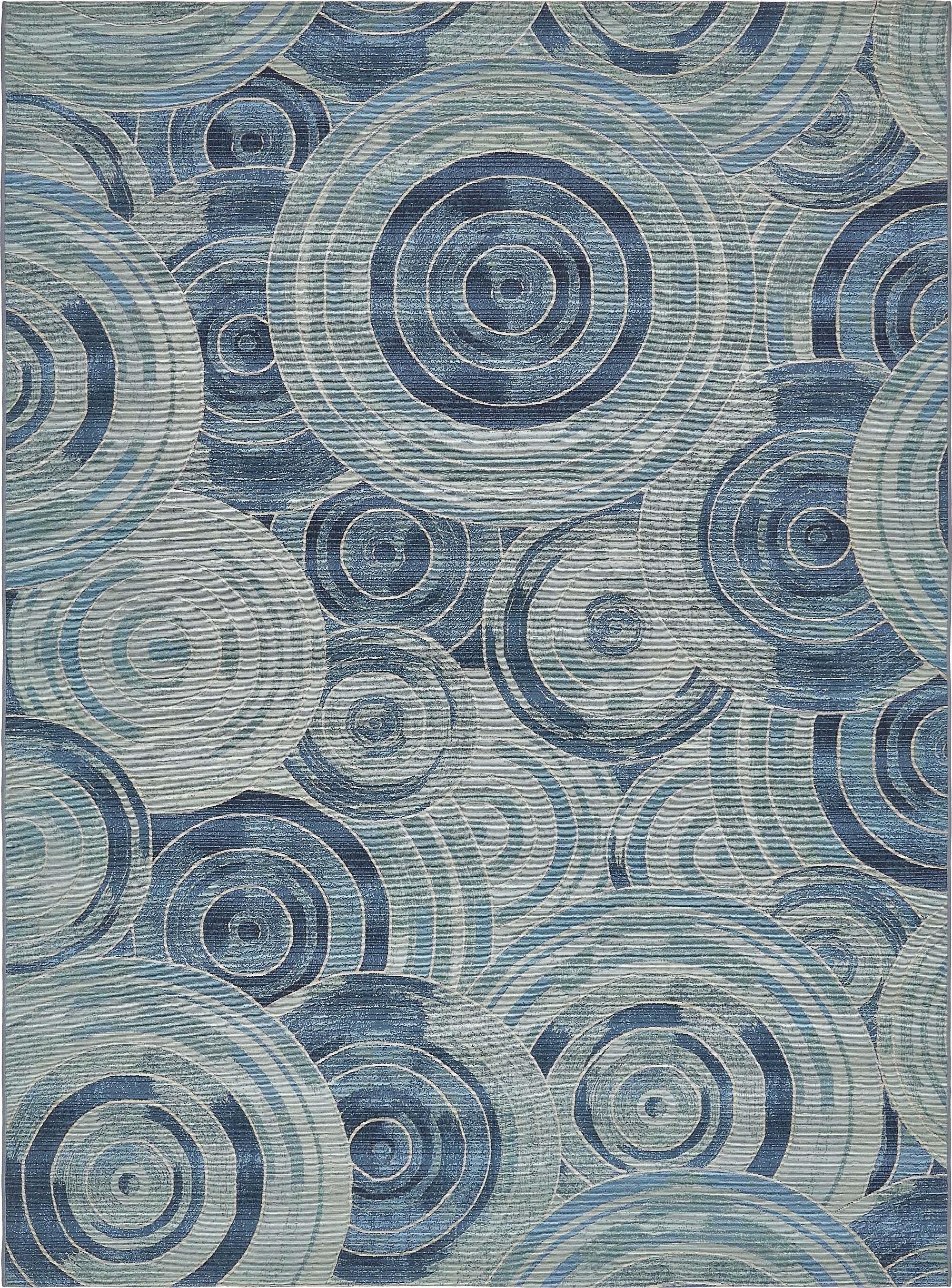 Unique Loom Outdoor Rugs - Outdoor Modern Geometric Rectangular 8x11 Rug Light Blue & Navy Blue