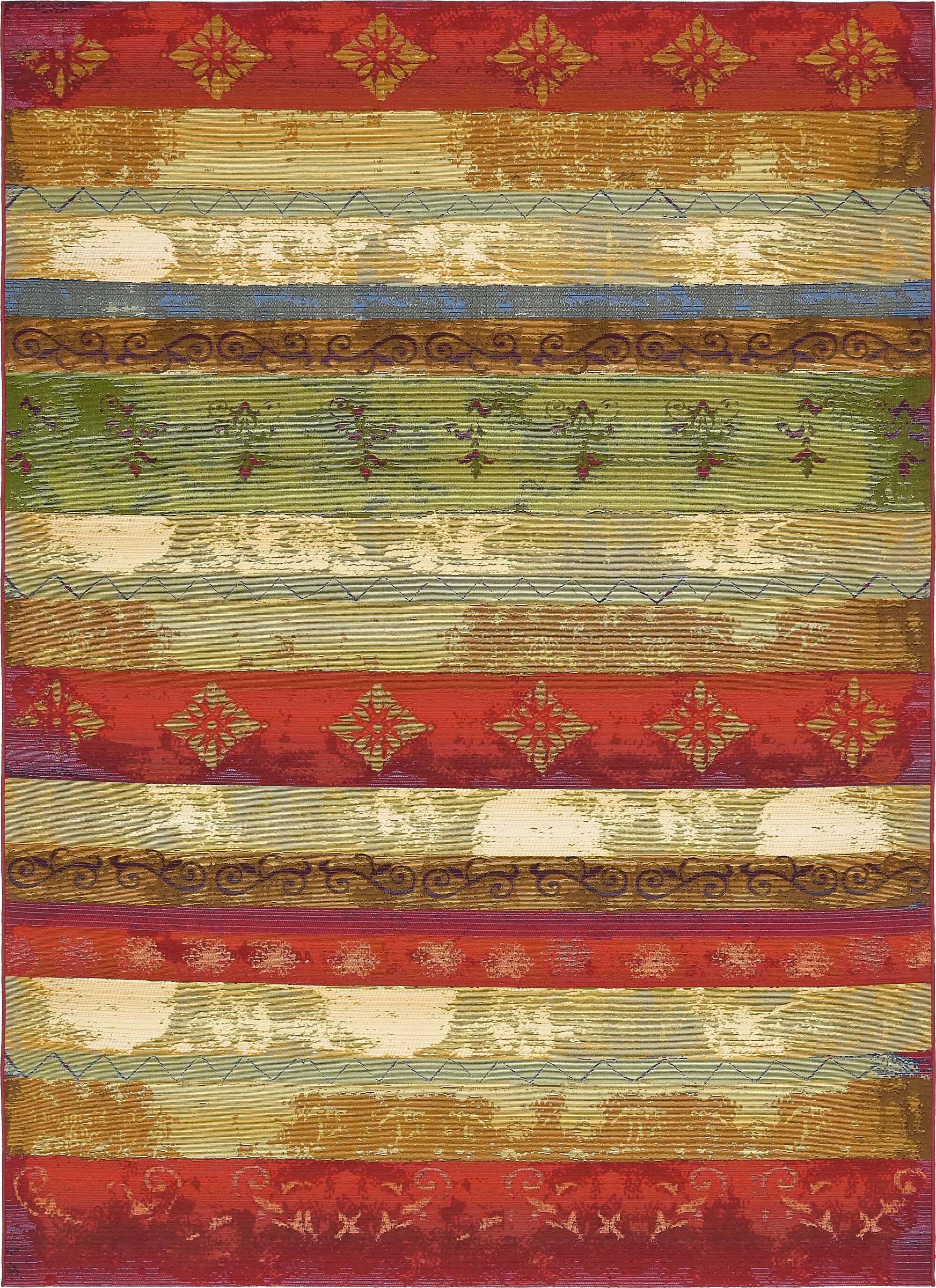Unique Loom Outdoor Rugs - Outdoor Modern Geometric Rectangular 8x11 Rug Multi & Ivory