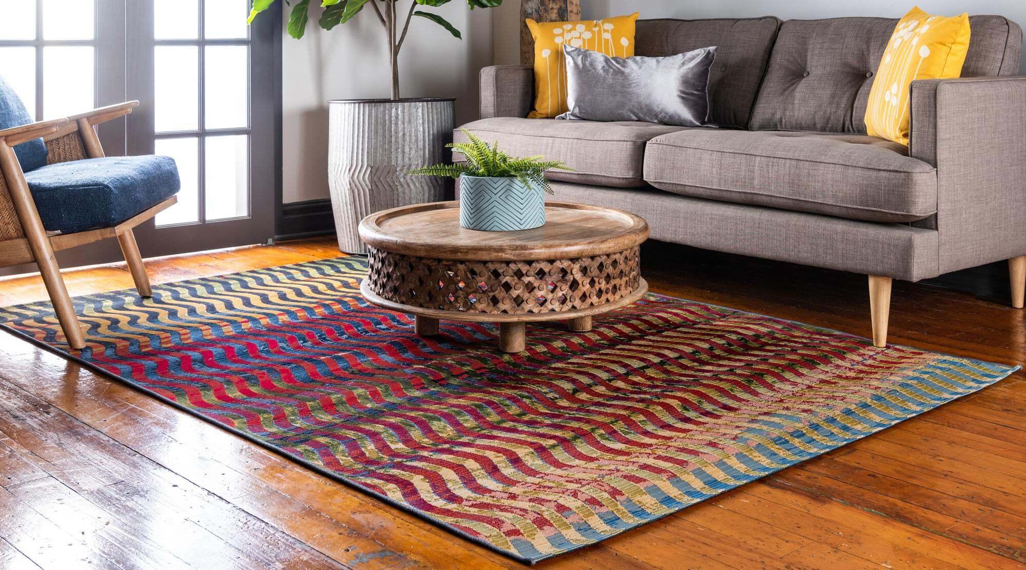 Unique Loom Outdoor Rugs - Outdoor Modern Geometric Rectangular 8x11 Rug Multi & Red