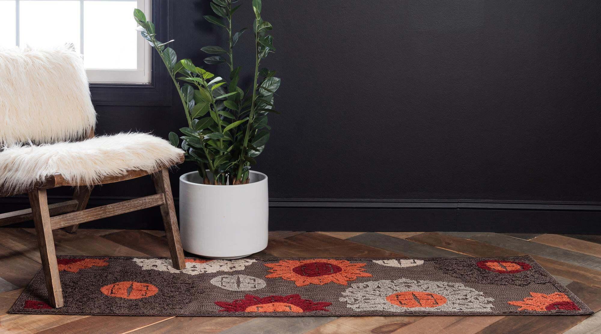 Unique Loom Outdoor Rugs - Outdoor Modern Medallion 6 Ft Runner Rug Brown & Multicolor