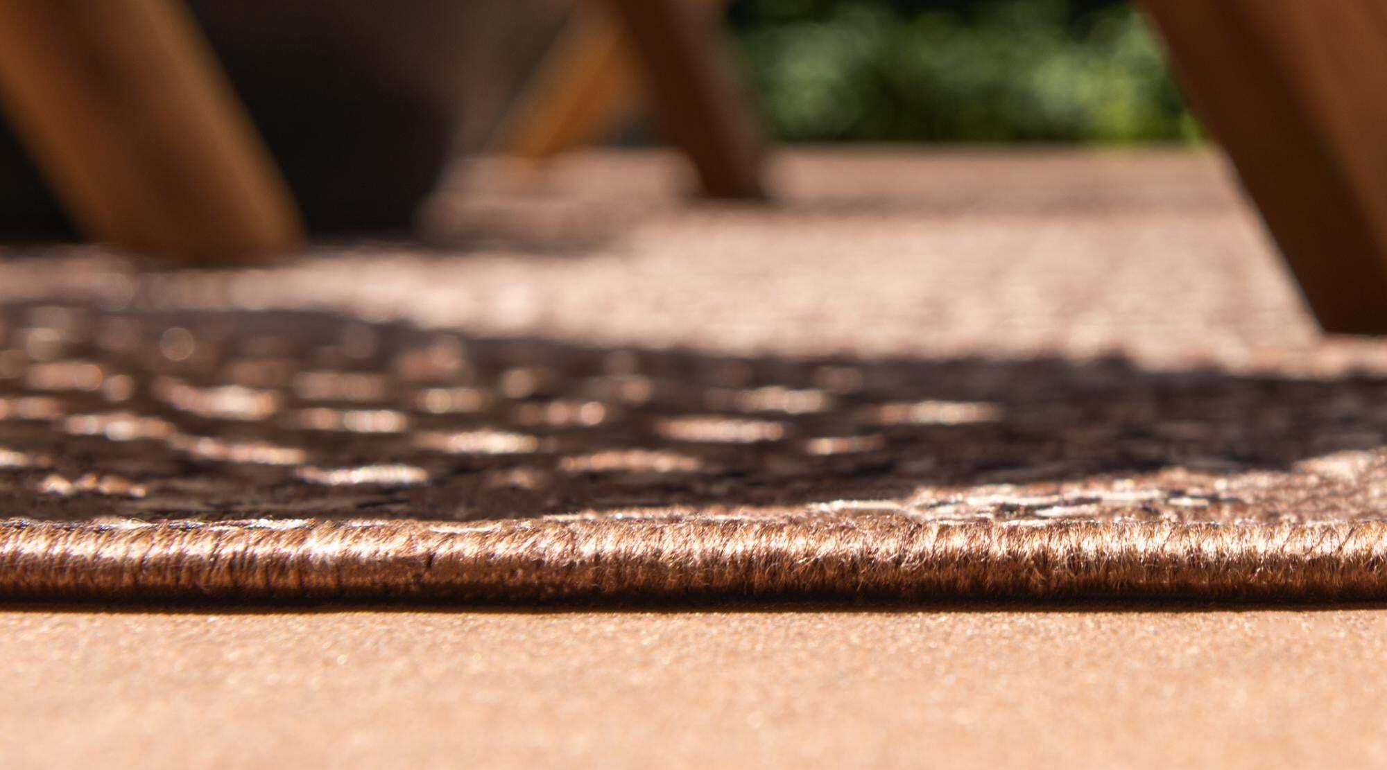 Unique Loom Outdoor Rugs - Outdoor Modern Striped Rectangular 8x11 Rug Brown & Black