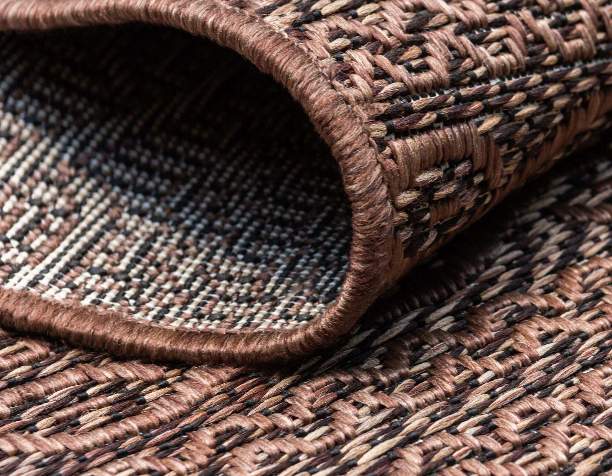Unique Loom Outdoor Rugs - Outdoor Modern Striped Rectangular 8x11 Rug Brown & Black
