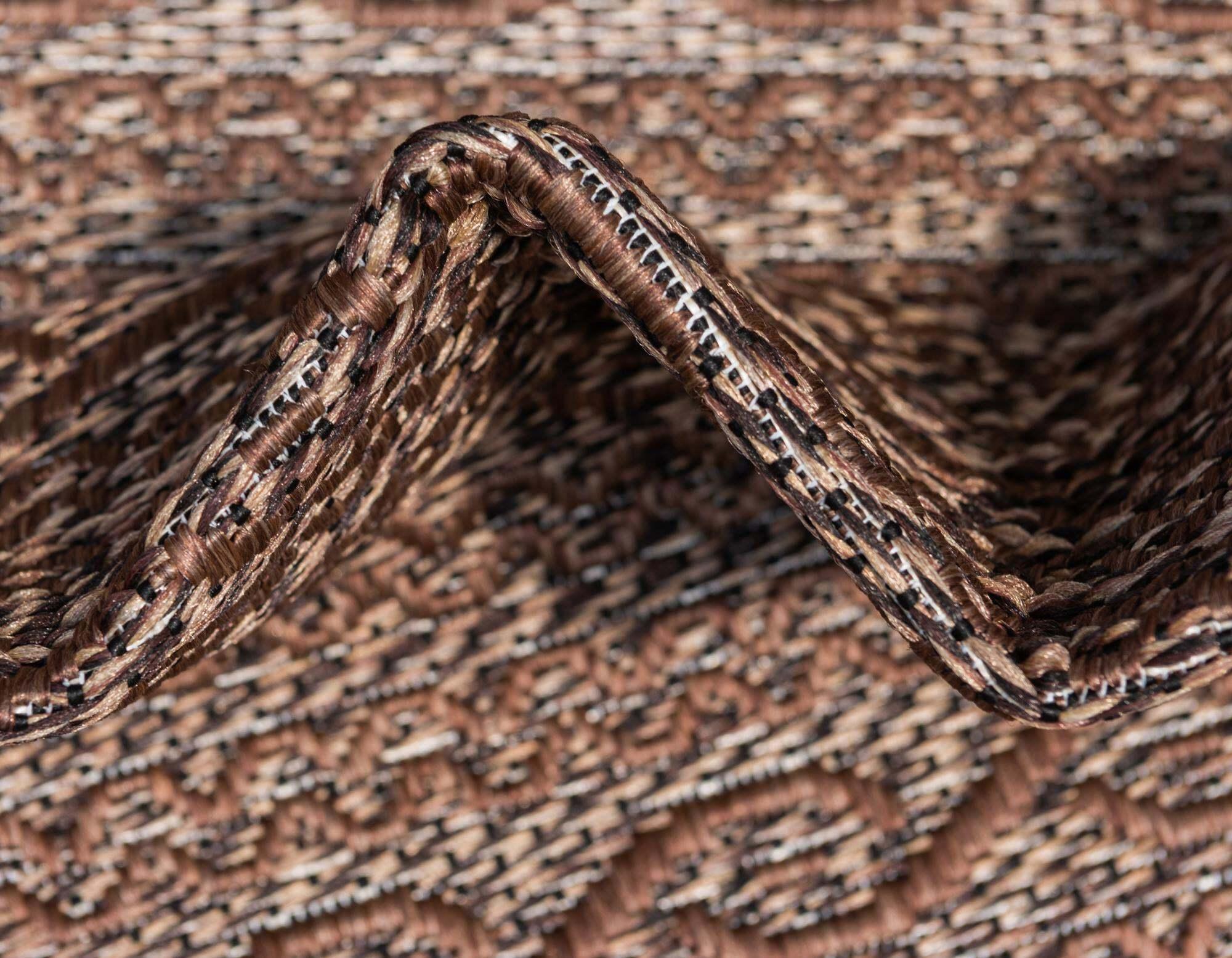 Unique Loom Outdoor Rugs - Outdoor Modern Striped Rectangular 8x11 Rug Brown & Black