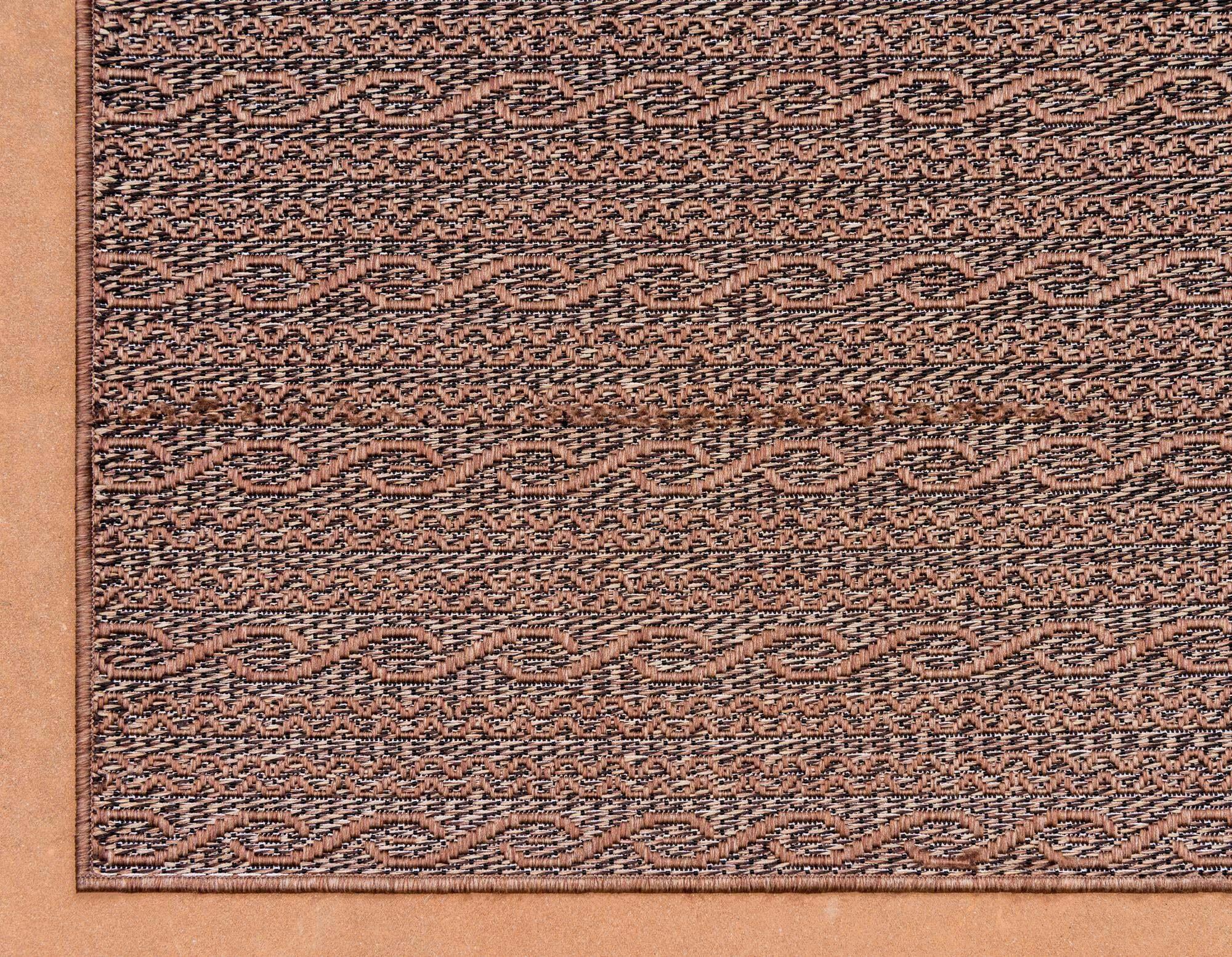 Unique Loom Outdoor Rugs - Outdoor Modern Striped Rectangular 8x11 Rug Brown & Black