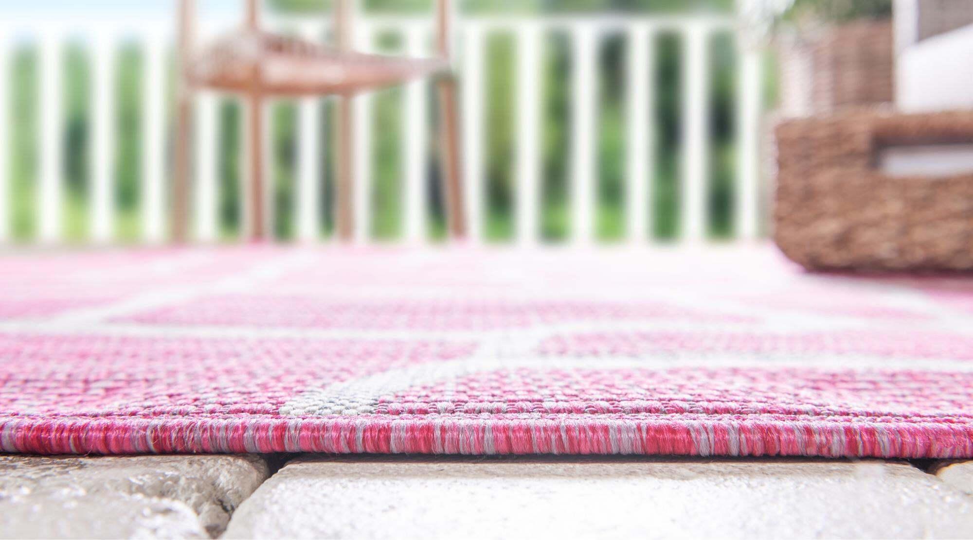 Unique Loom Outdoor Rugs - Outdoor Safari Animal Print Rectangular 8x11 Rug Pink & Gray