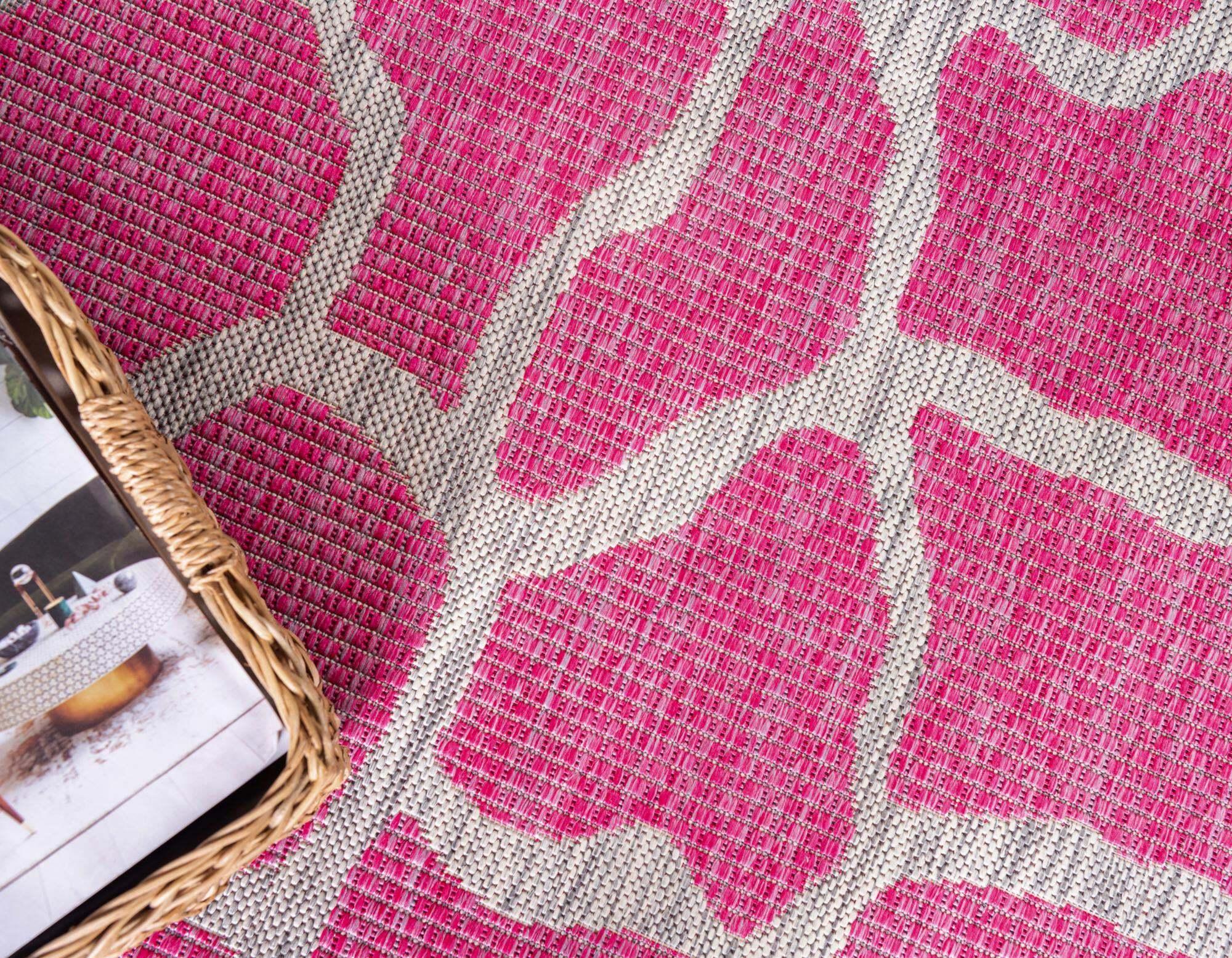 Unique Loom Outdoor Rugs - Outdoor Safari Animal Print Rectangular 8x11 Rug Pink & Gray