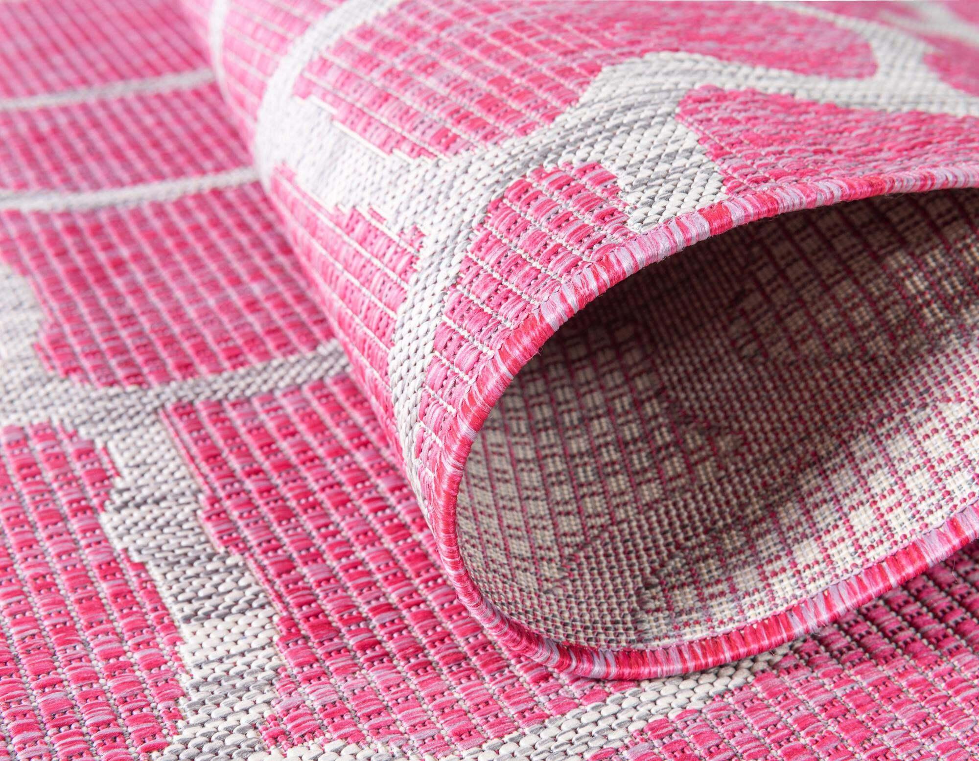 Unique Loom Outdoor Rugs - Outdoor Safari Animal Print Rectangular 8x11 Rug Pink & Gray