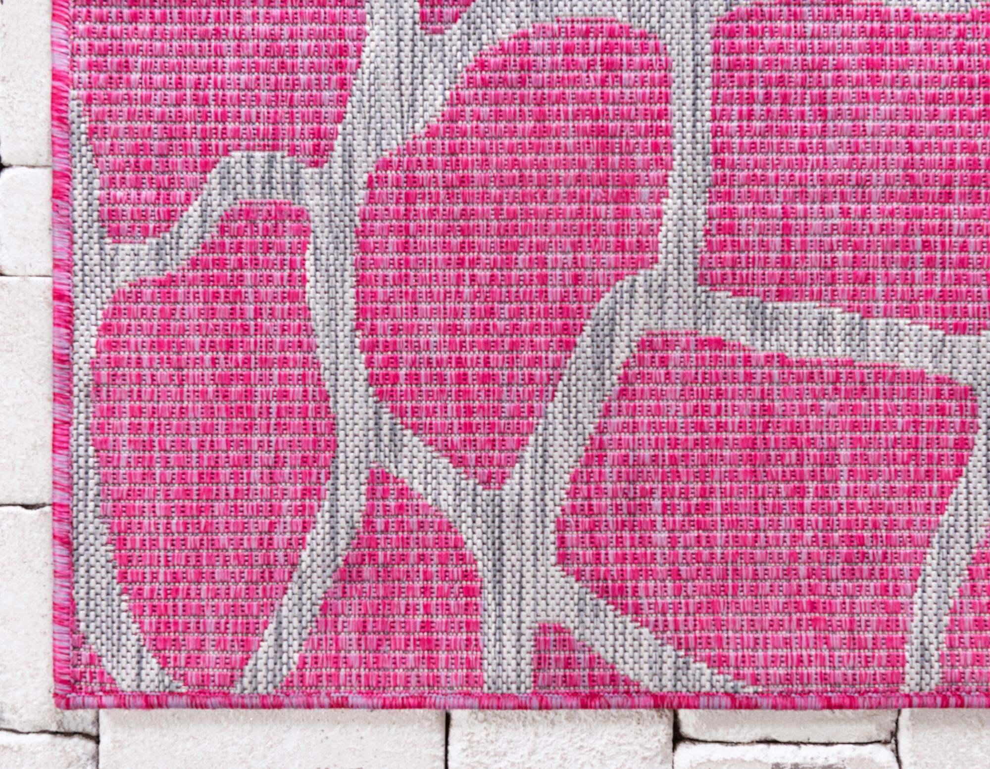 Unique Loom Outdoor Rugs - Outdoor Safari Animal Print Rectangular 8x11 Rug Pink & Gray