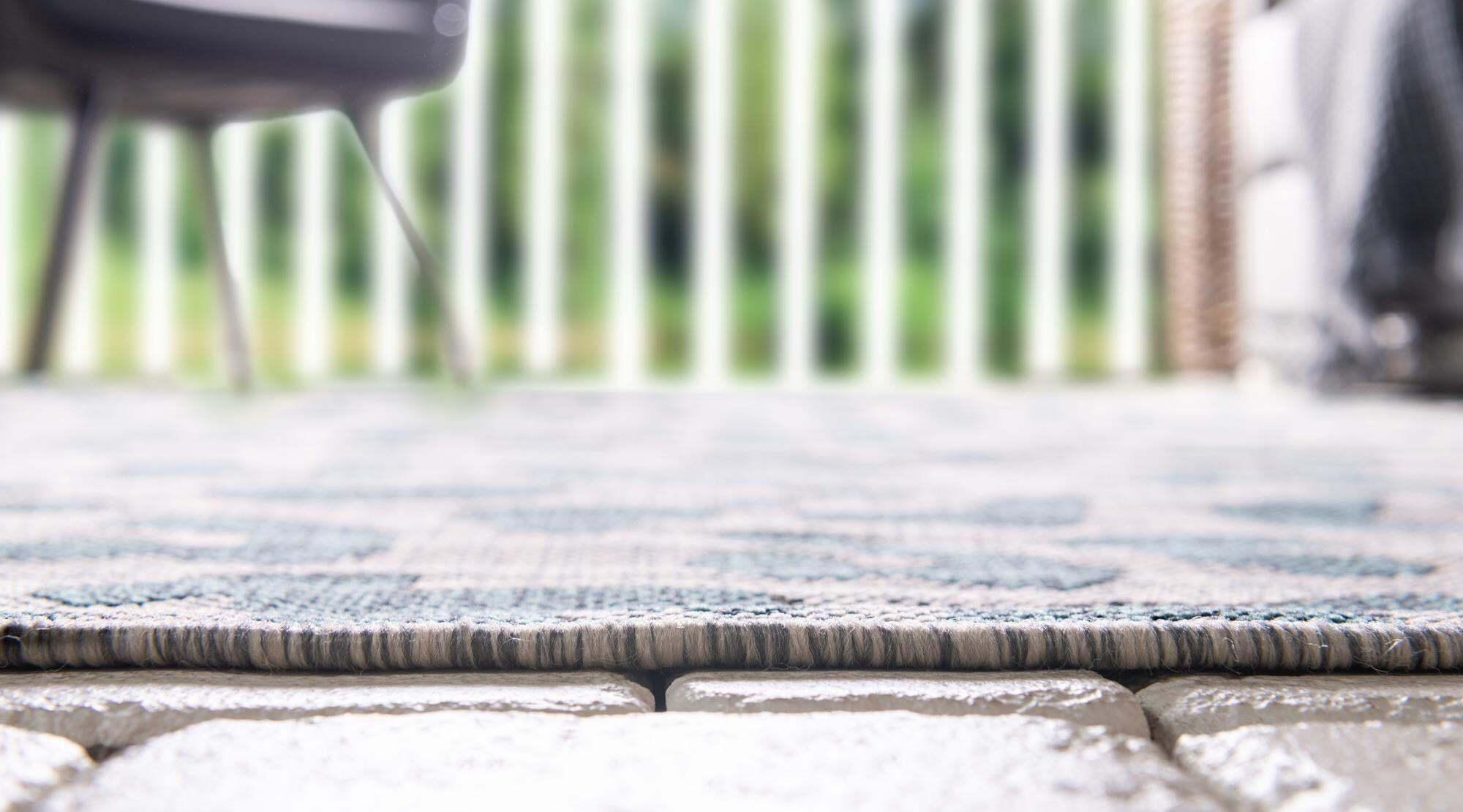 Unique Loom Outdoor Rugs - Outdoor Safari Animal Print Rectangular 8x11 Rug Teal & Light Gray