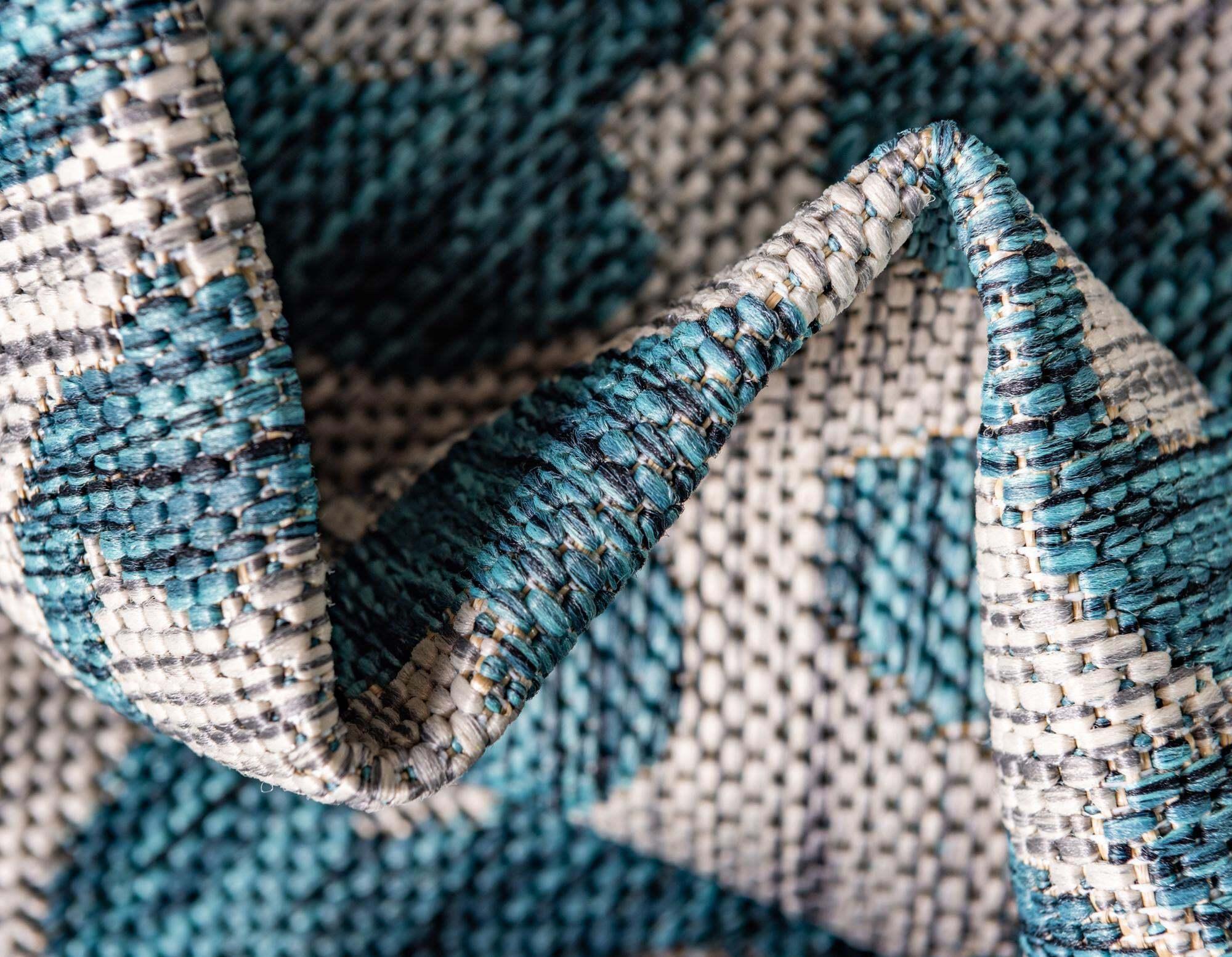 Unique Loom Outdoor Rugs - Outdoor Safari Animal Print Rectangular 8x11 Rug Teal & Light Gray