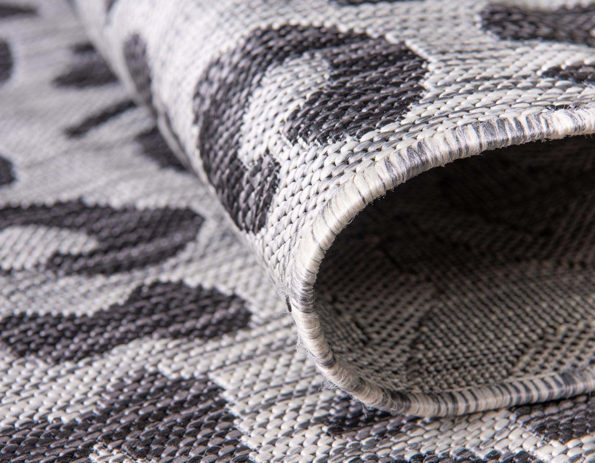 Unique Loom Outdoor Rugs - Outdoor Safari Animal Print Rectangular 9x12 Rug Black & Light Gray