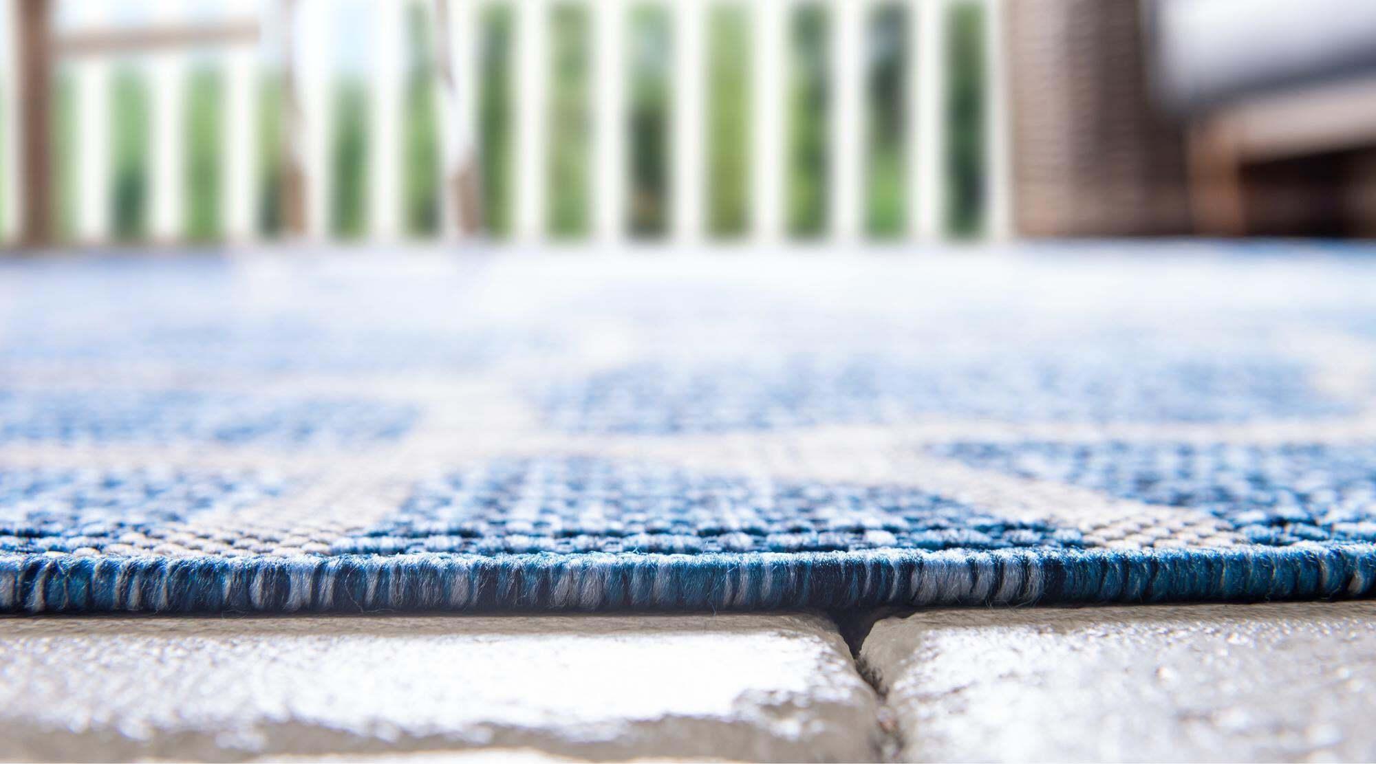 Unique Loom Outdoor Rugs - Outdoor Safari Animal Print Rectangular 9x12 Rug Blue