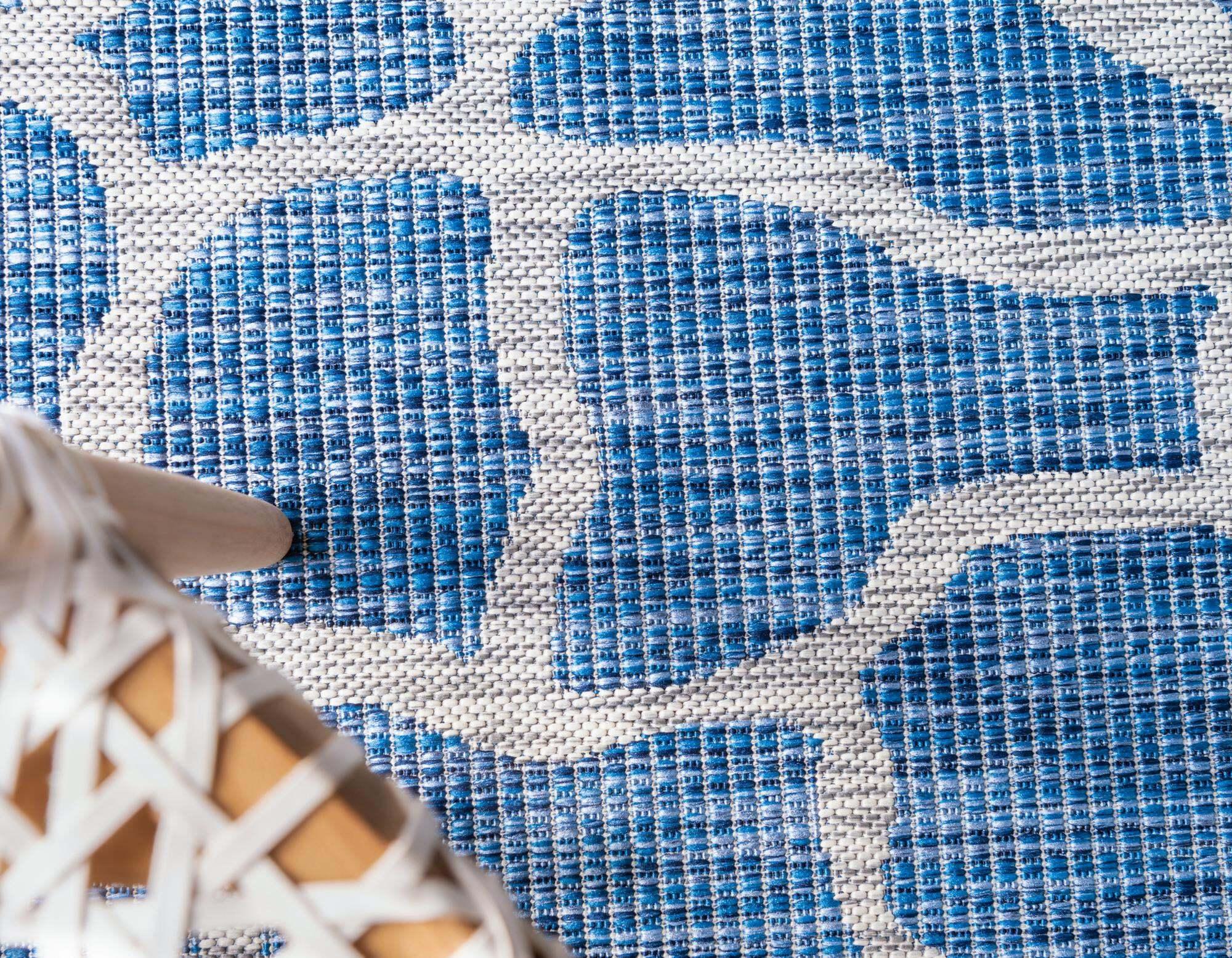 Unique Loom Outdoor Rugs - Outdoor Safari Animal Print Rectangular 9x12 Rug Blue