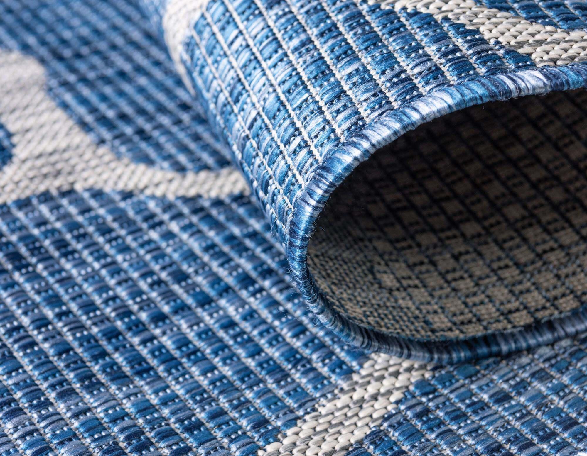 Unique Loom Outdoor Rugs - Outdoor Safari Animal Print Rectangular 9x12 Rug Blue