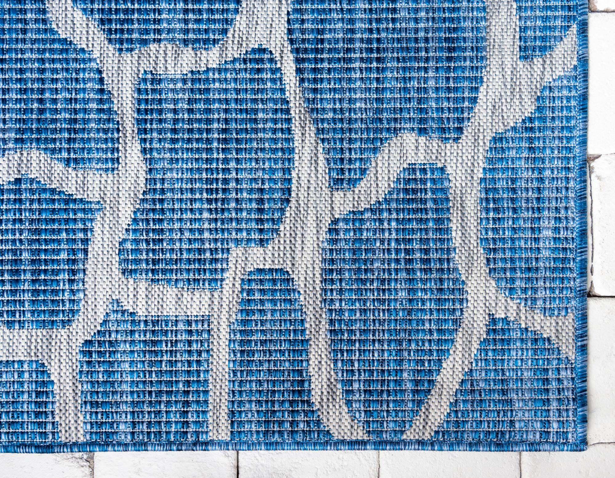 Unique Loom Outdoor Rugs - Outdoor Safari Animal Print Rectangular 9x12 Rug Blue