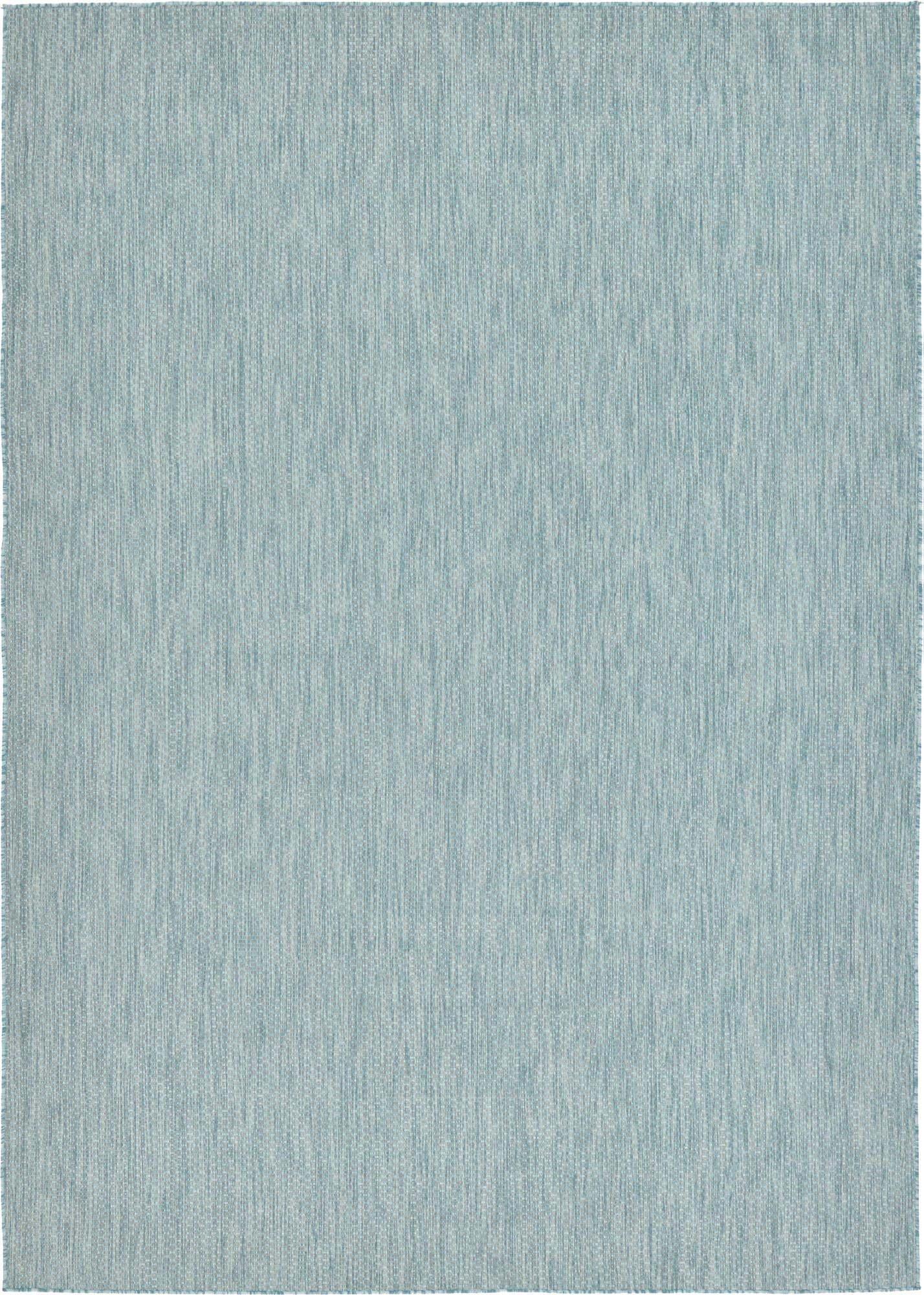 Unique Loom Outdoor Rugs - Outdoor Solid Solid Rectangular 8x11 Rug Aquamarine & Light Blue