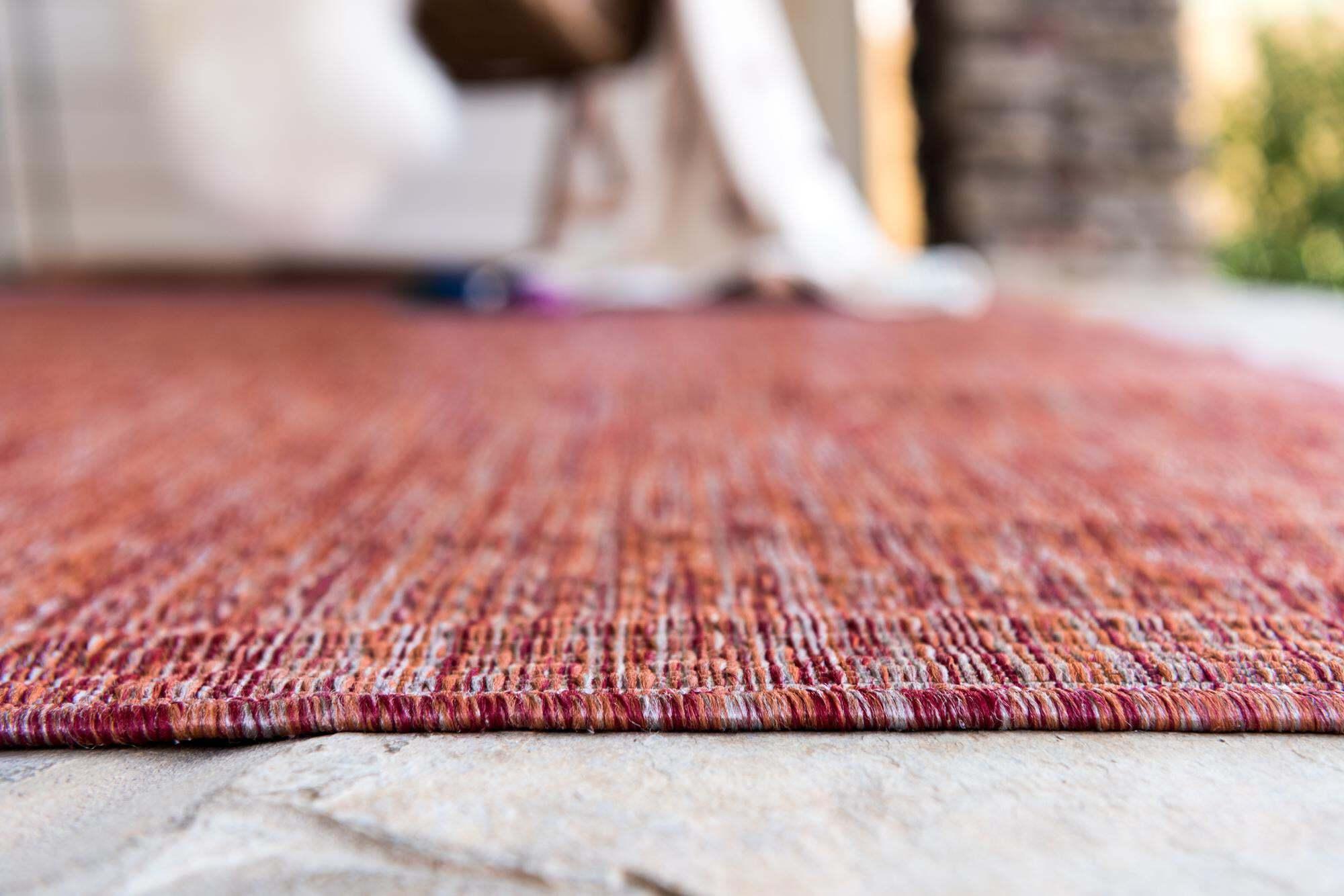 Unique Loom Outdoor Rugs - Outdoor Solid Solid Rectangular 8x11 Rug Rust Red & Terracotta