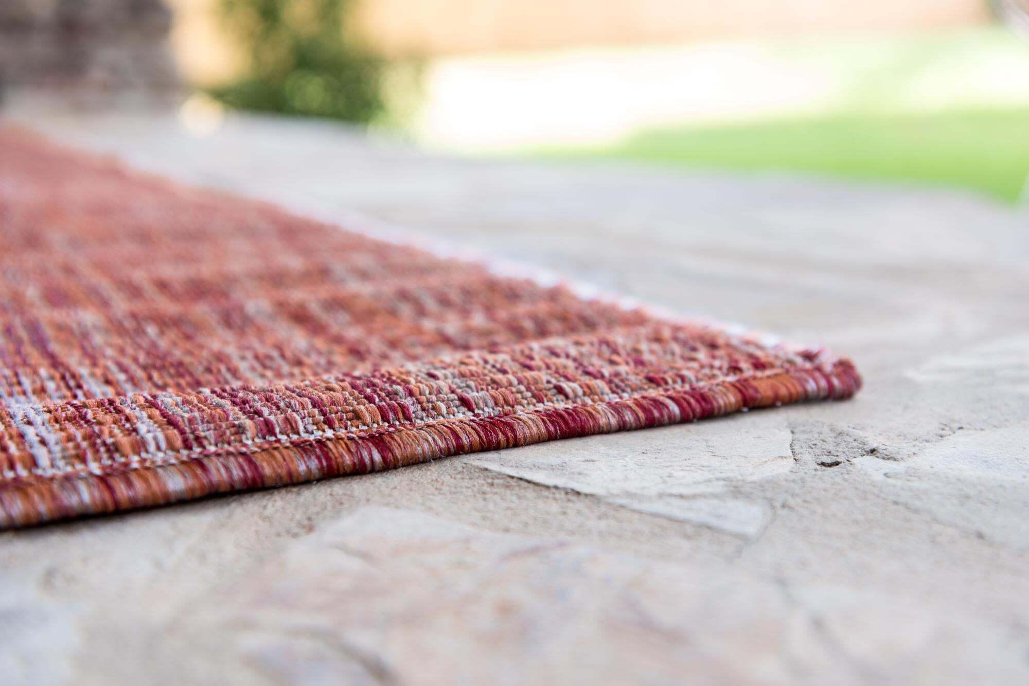 Unique Loom Outdoor Rugs - Outdoor Solid Solid Rectangular 8x11 Rug Rust Red & Terracotta