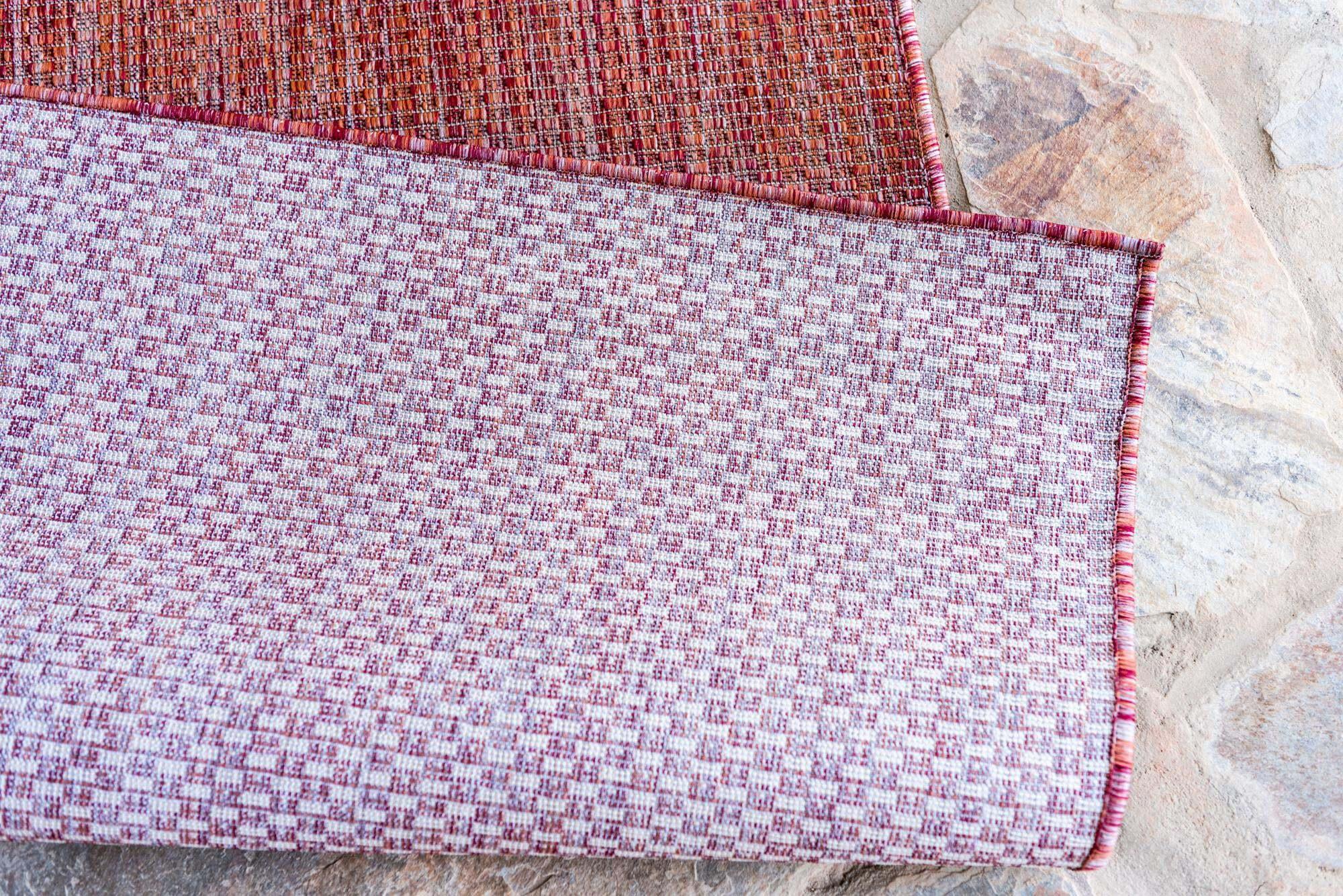 Unique Loom Outdoor Rugs - Outdoor Solid Solid Rectangular 8x11 Rug Rust Red & Terracotta