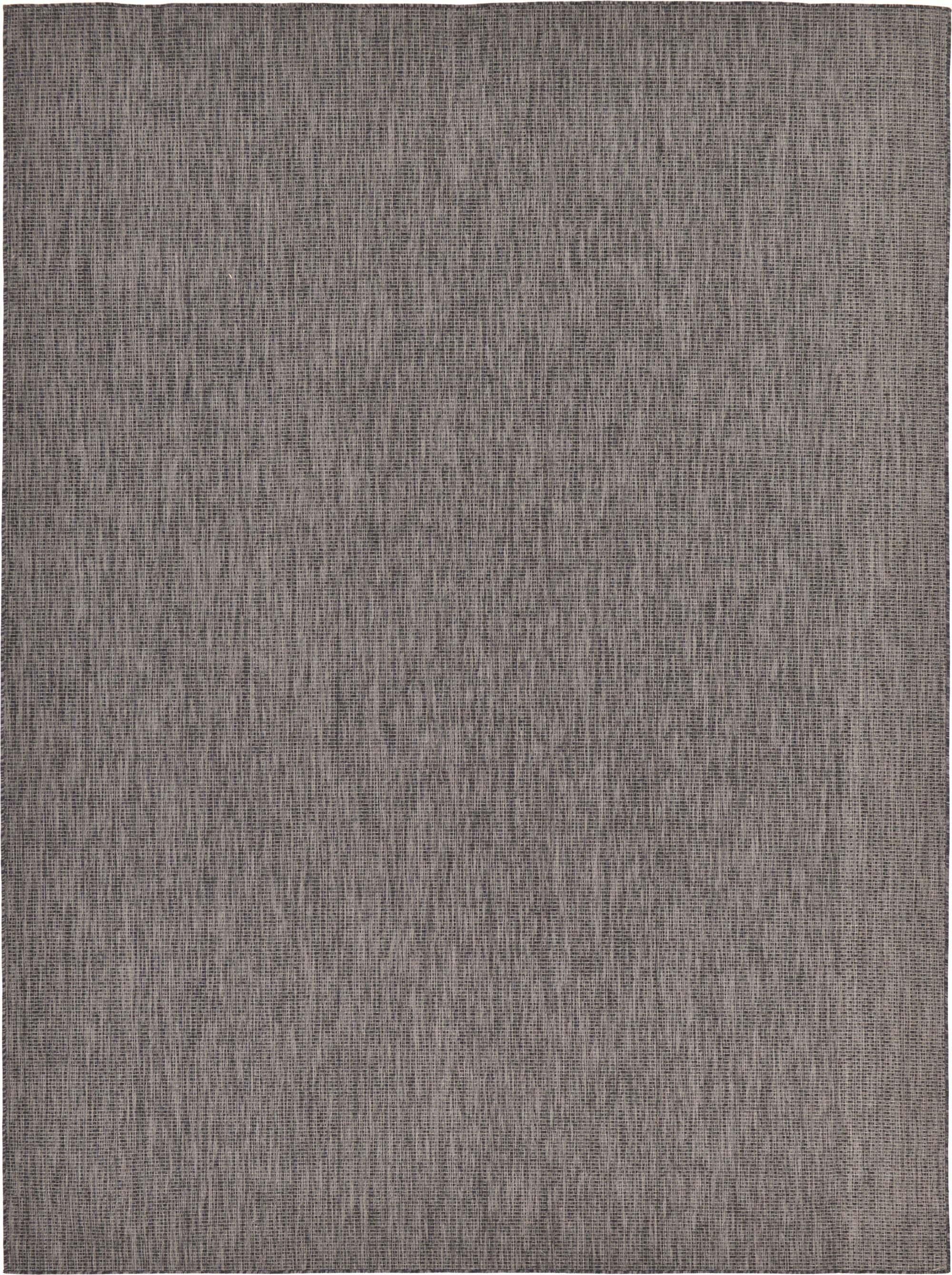 Unique Loom Outdoor Rugs - Outdoor Solid Solid Rectangular 9x12 Rug Black & Gray