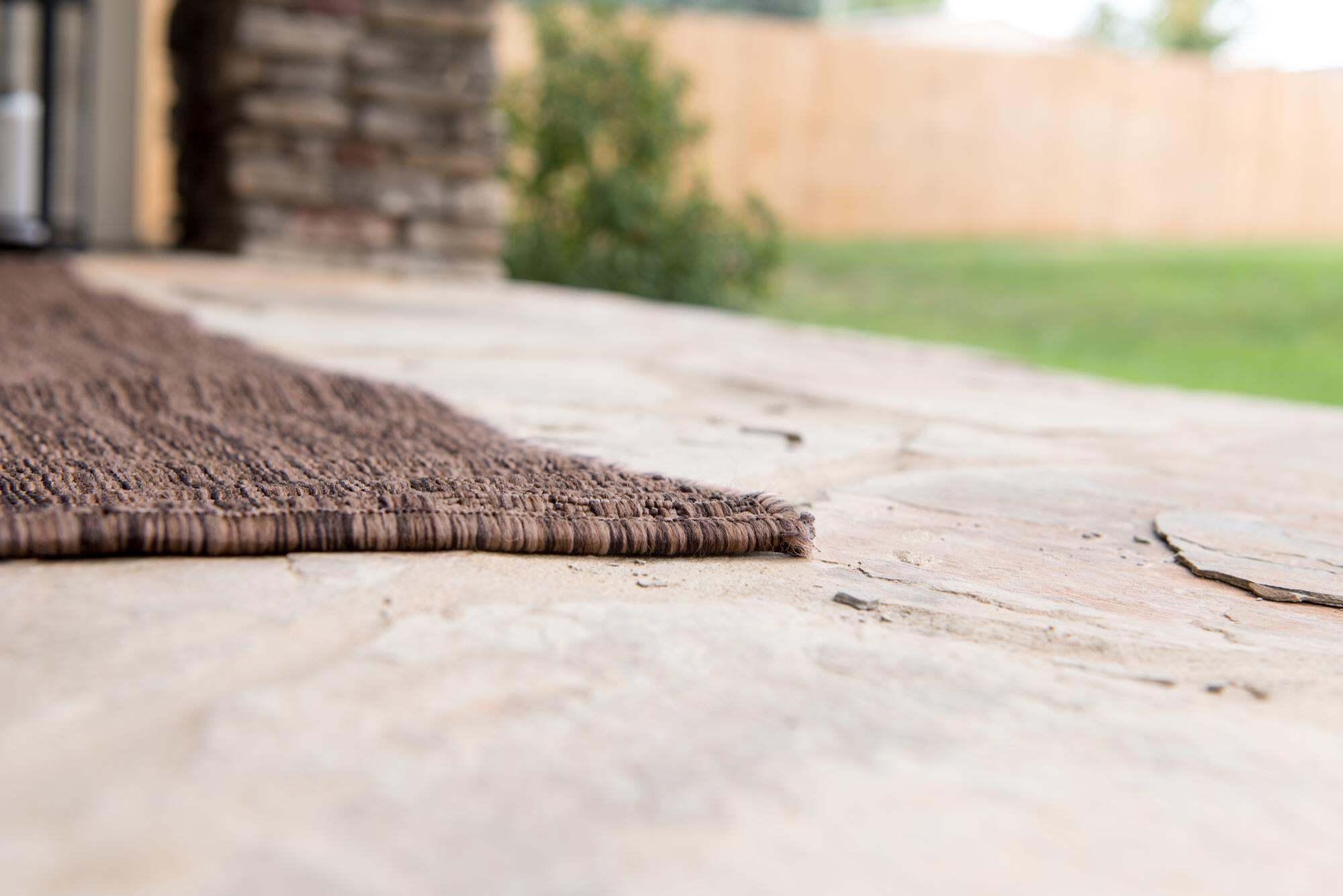 Unique Loom Outdoor Rugs - Outdoor Solid Solid Rectangular 9x12 Rug Light Brown & Brown