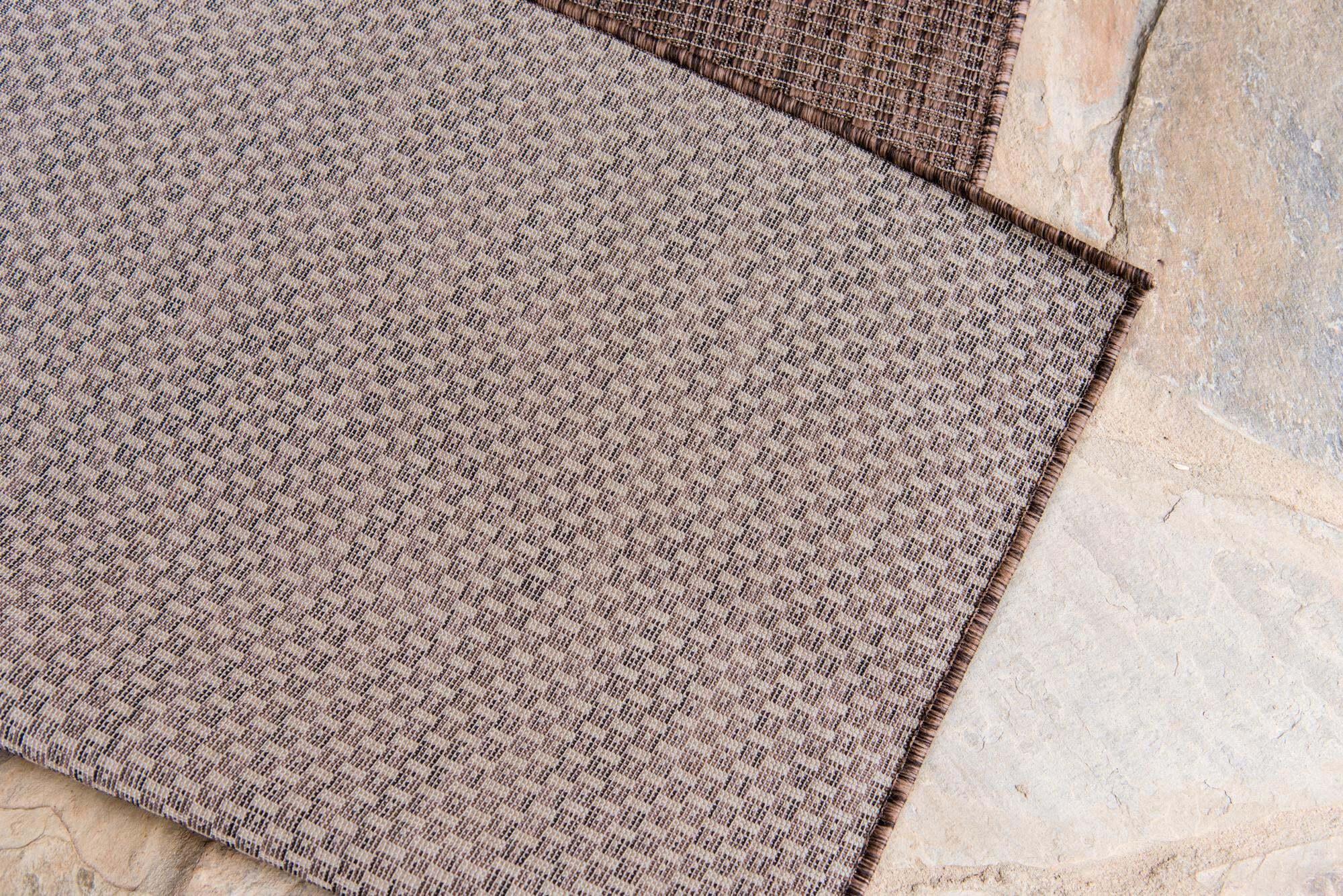 Unique Loom Outdoor Rugs - Outdoor Solid Solid Rectangular 9x12 Rug Light Brown & Brown