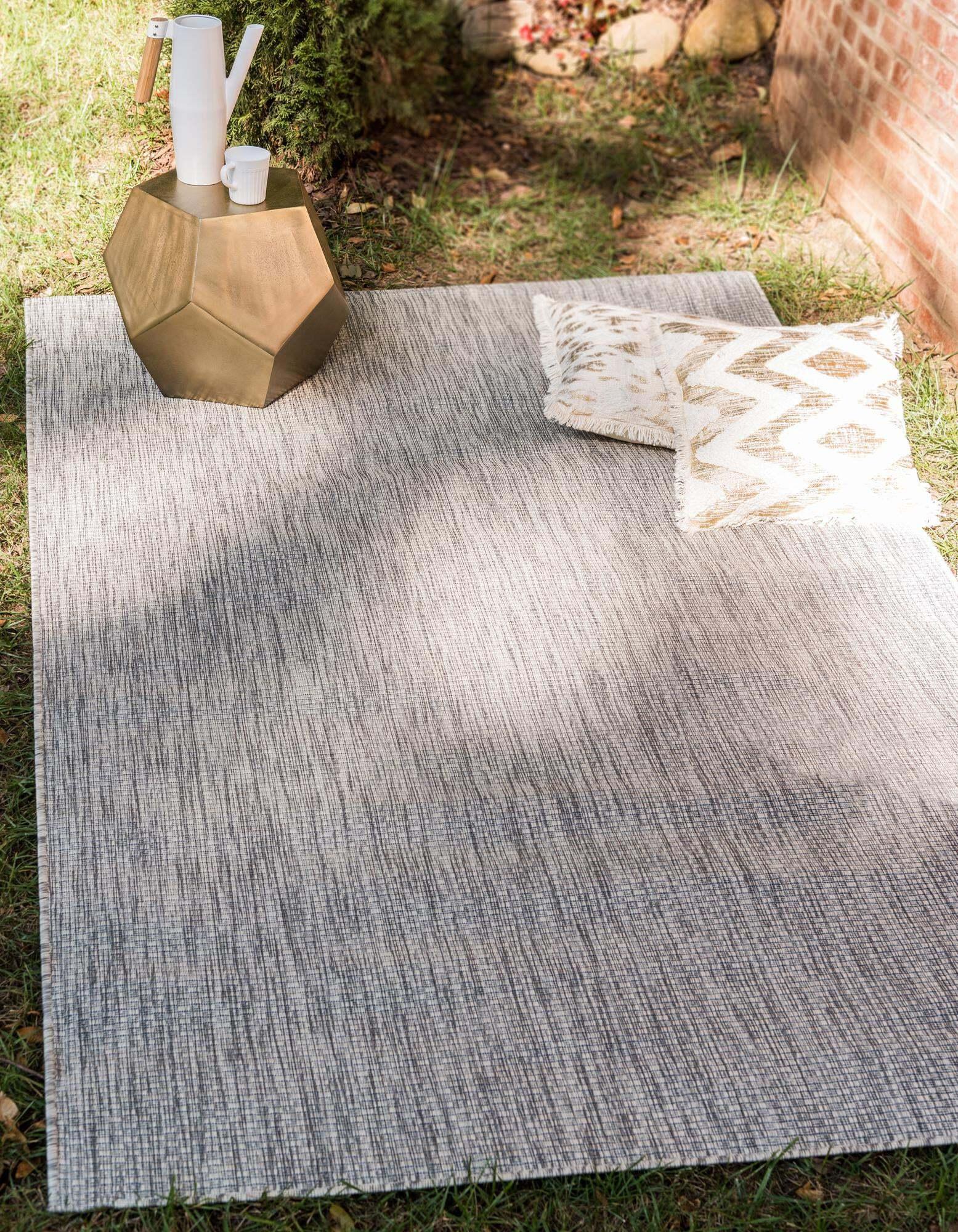 Unique Loom Outdoor Rugs - Outdoor Solid Solid Rectangular 9x12 Rug Light Gray & Gray