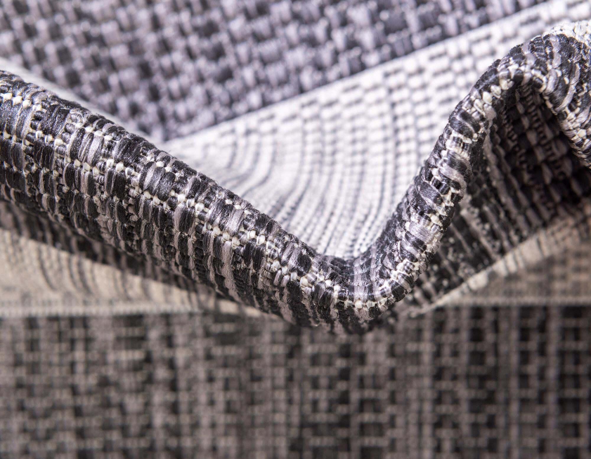 Unique Loom Outdoor Rugs - Outdoor Striped Striped Rectangular 8x11 Rug Gray & Black