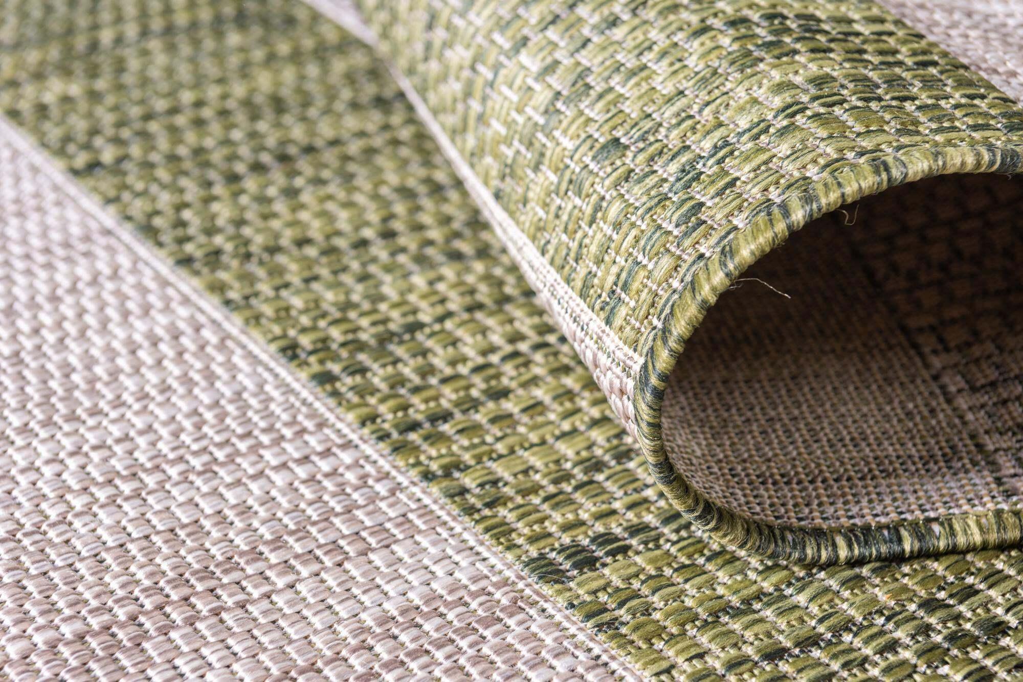 Unique Loom Outdoor Rugs - Outdoor Striped Striped Rectangular 8x11 Rug Green & Ivory