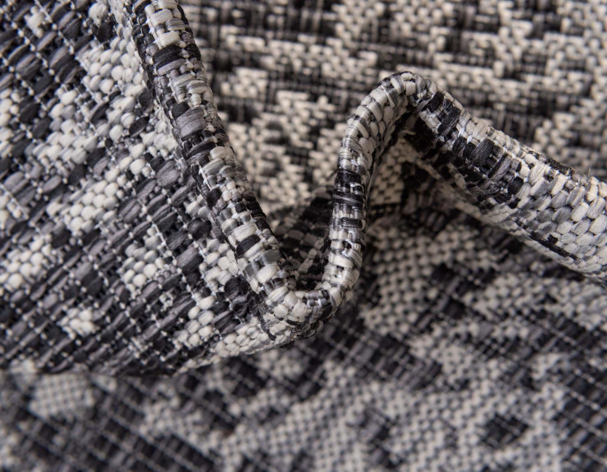 Unique Loom Outdoor Rugs - Outdoor Traditional Geometric Rectangular 9x12 Rug Dark Gray & Ivory