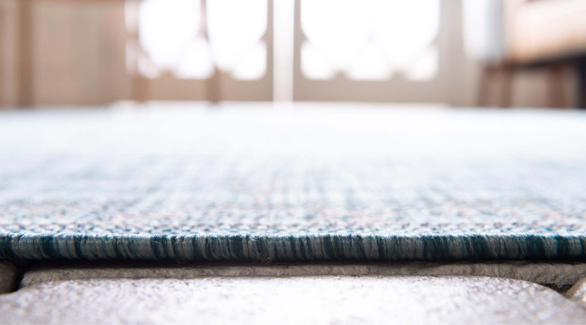 Unique Loom Outdoor Rugs - Outdoor Traditional Medallion Rectangular 8x11 Rug Aqua Blue & Ivory