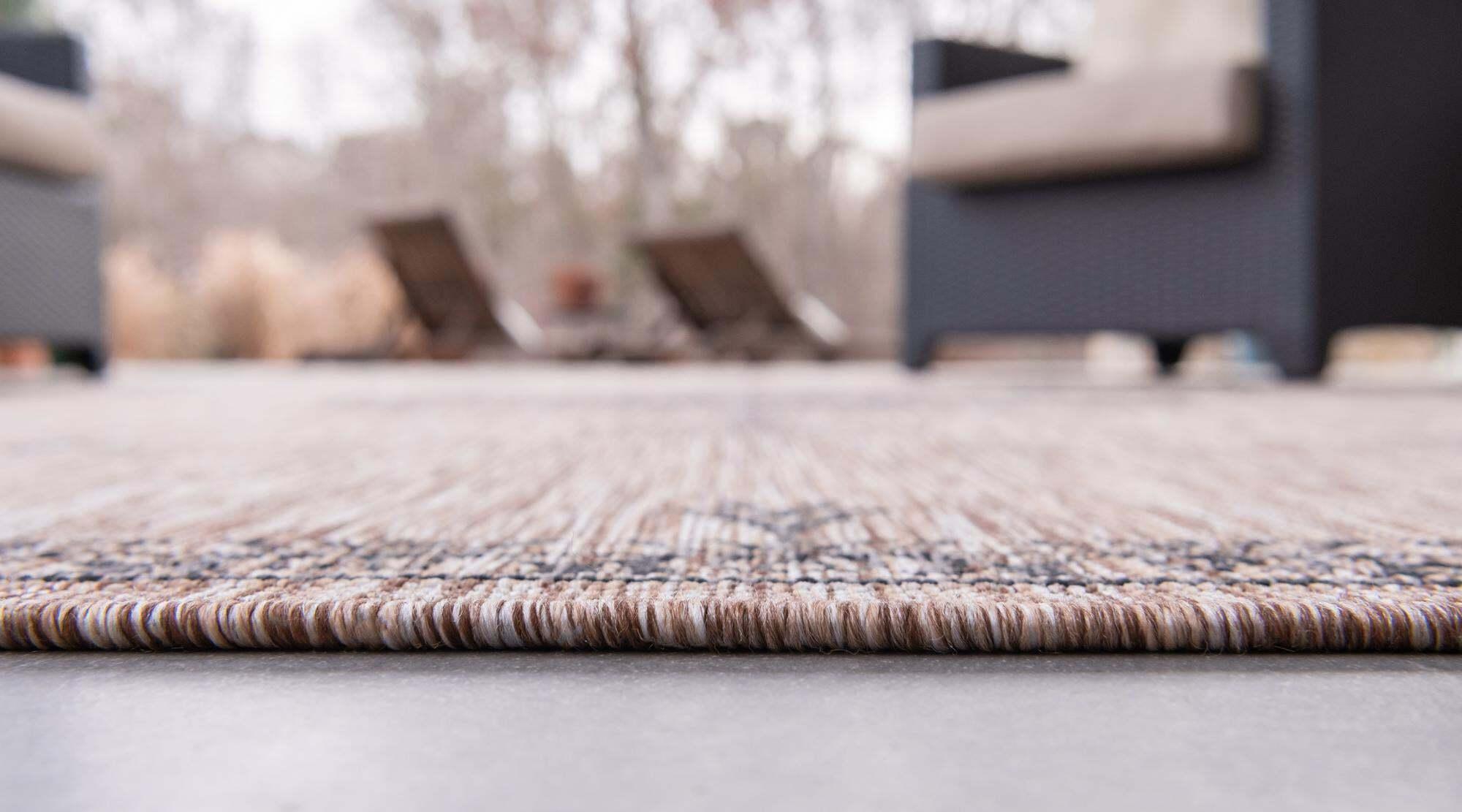 Unique Loom Outdoor Rugs - Outdoor Traditional Medallion Rectangular 9x12 Rug Beige & Black
