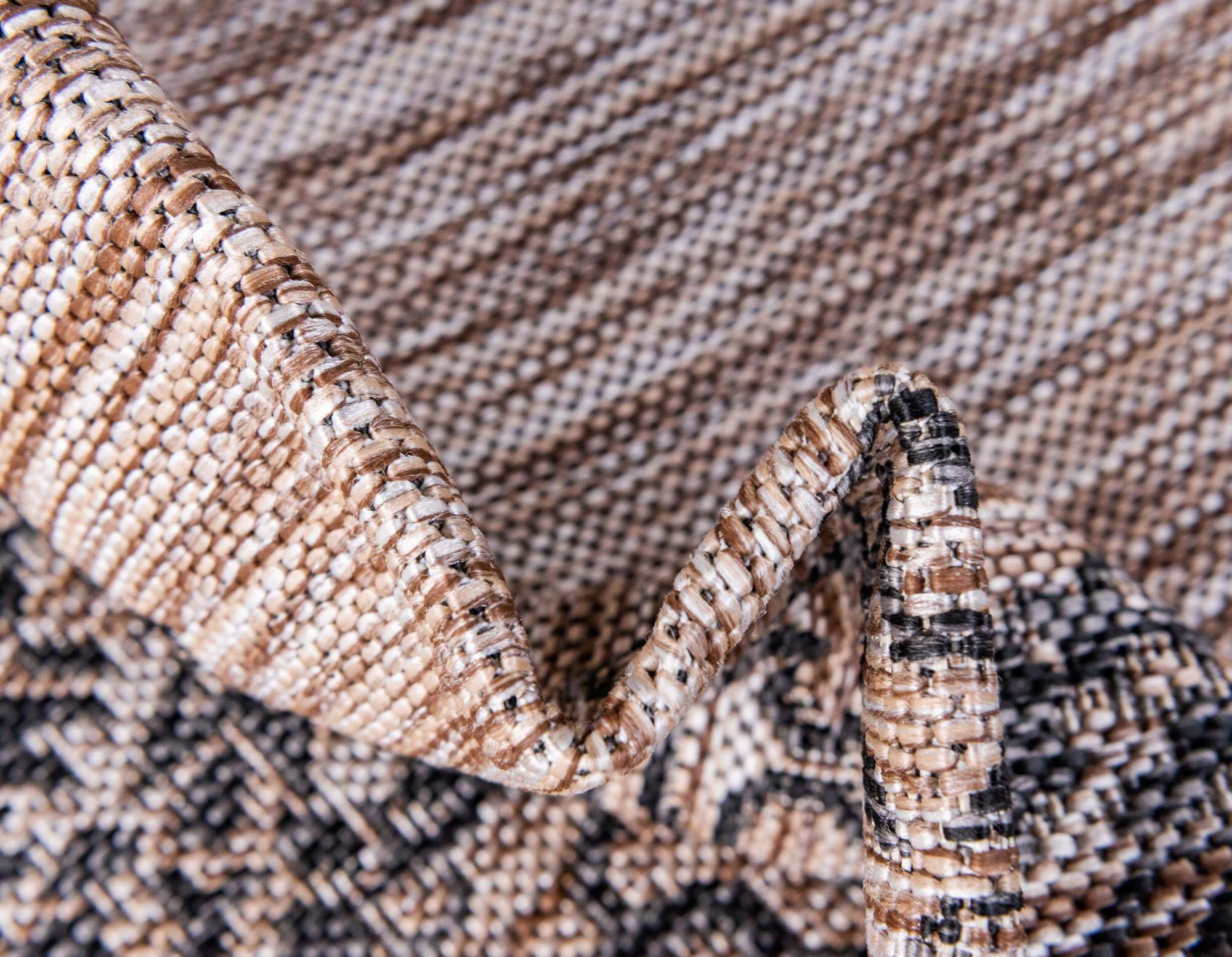 Unique Loom Outdoor Rugs - Outdoor Traditional Medallion Rectangular 9x12 Rug Beige & Black