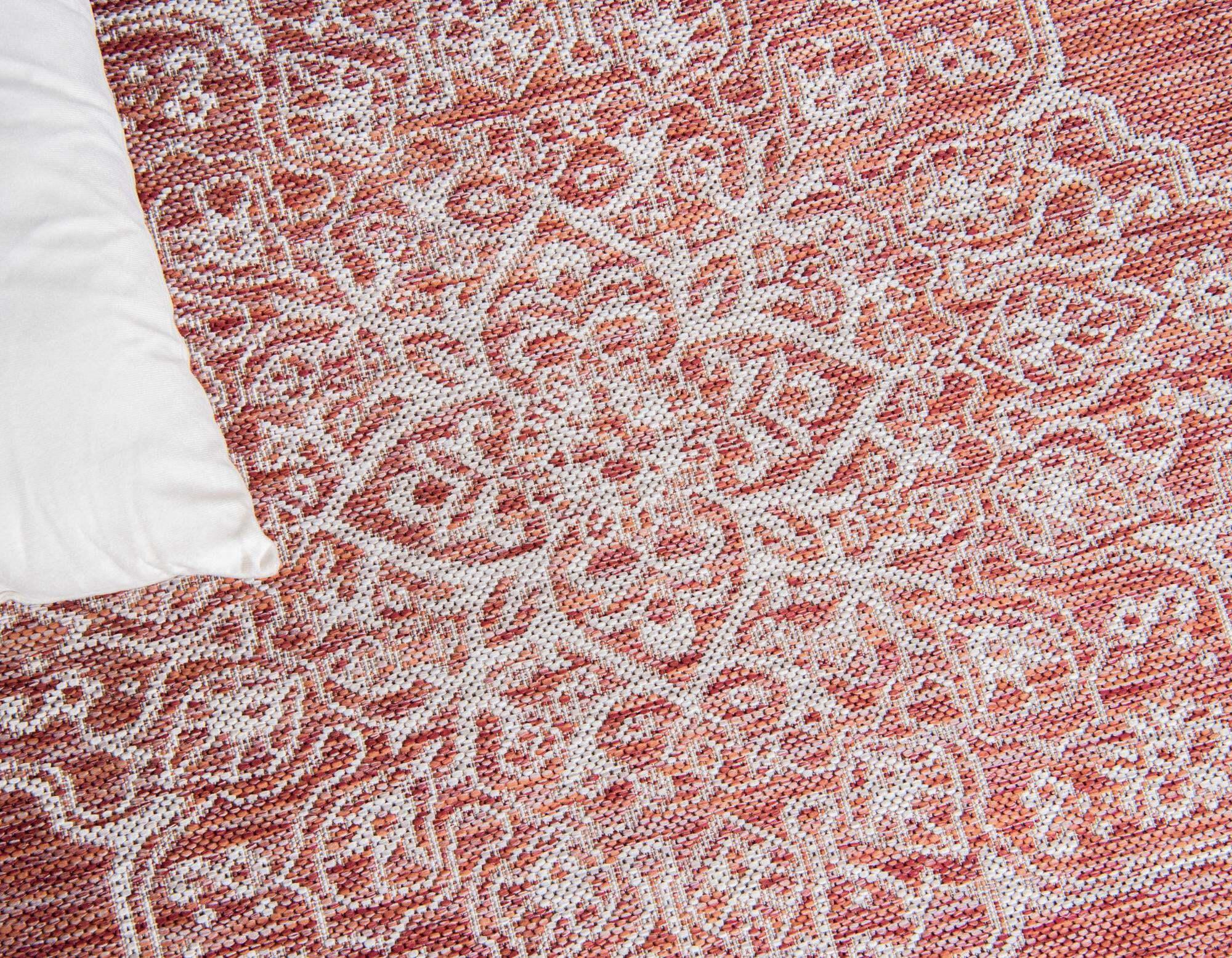 Unique Loom Outdoor Rugs - Outdoor Traditional Medallion Rectangular 9x12 Rug Rust Red & Gray