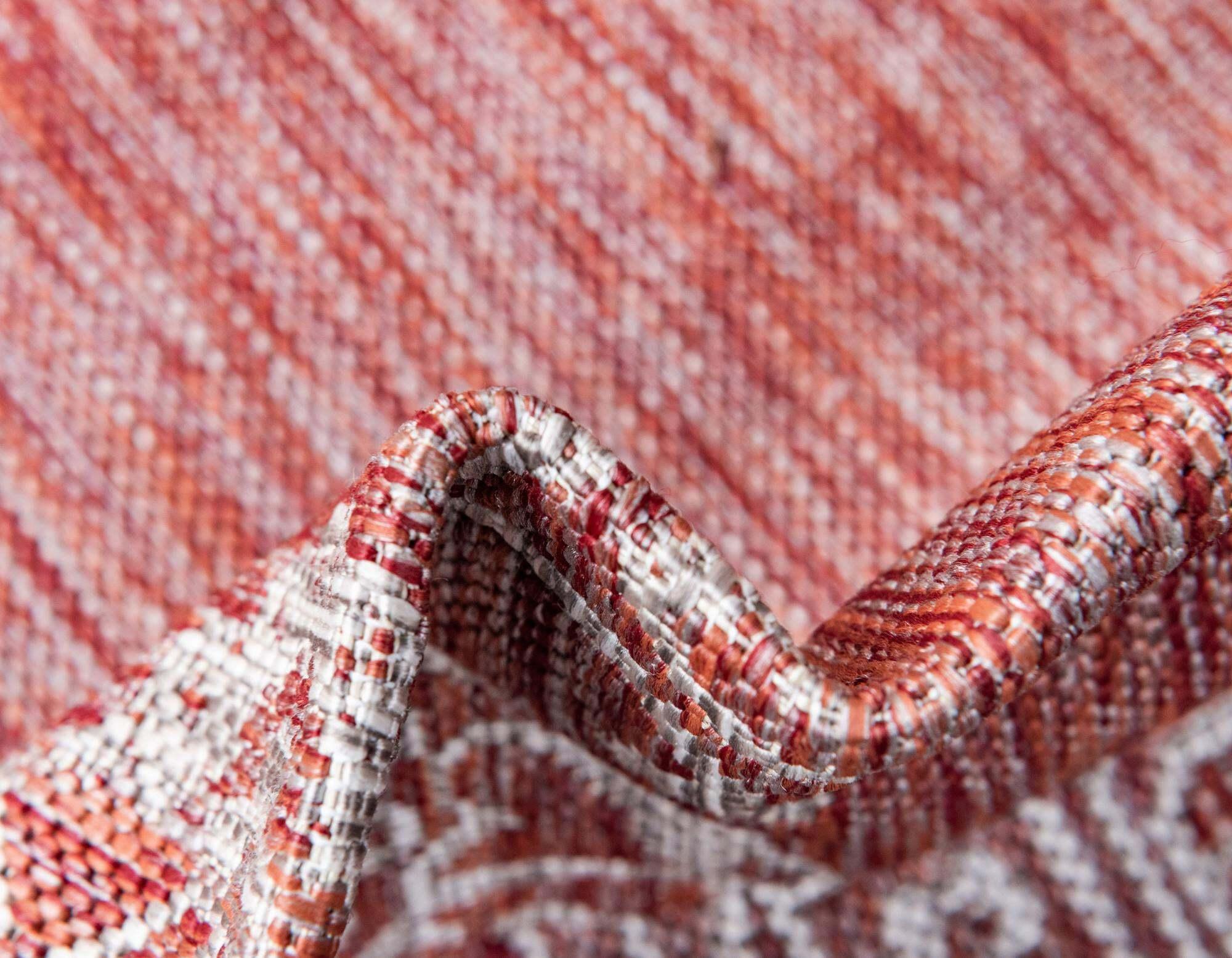 Unique Loom Outdoor Rugs - Outdoor Traditional Medallion Rectangular 9x12 Rug Rust Red & Gray