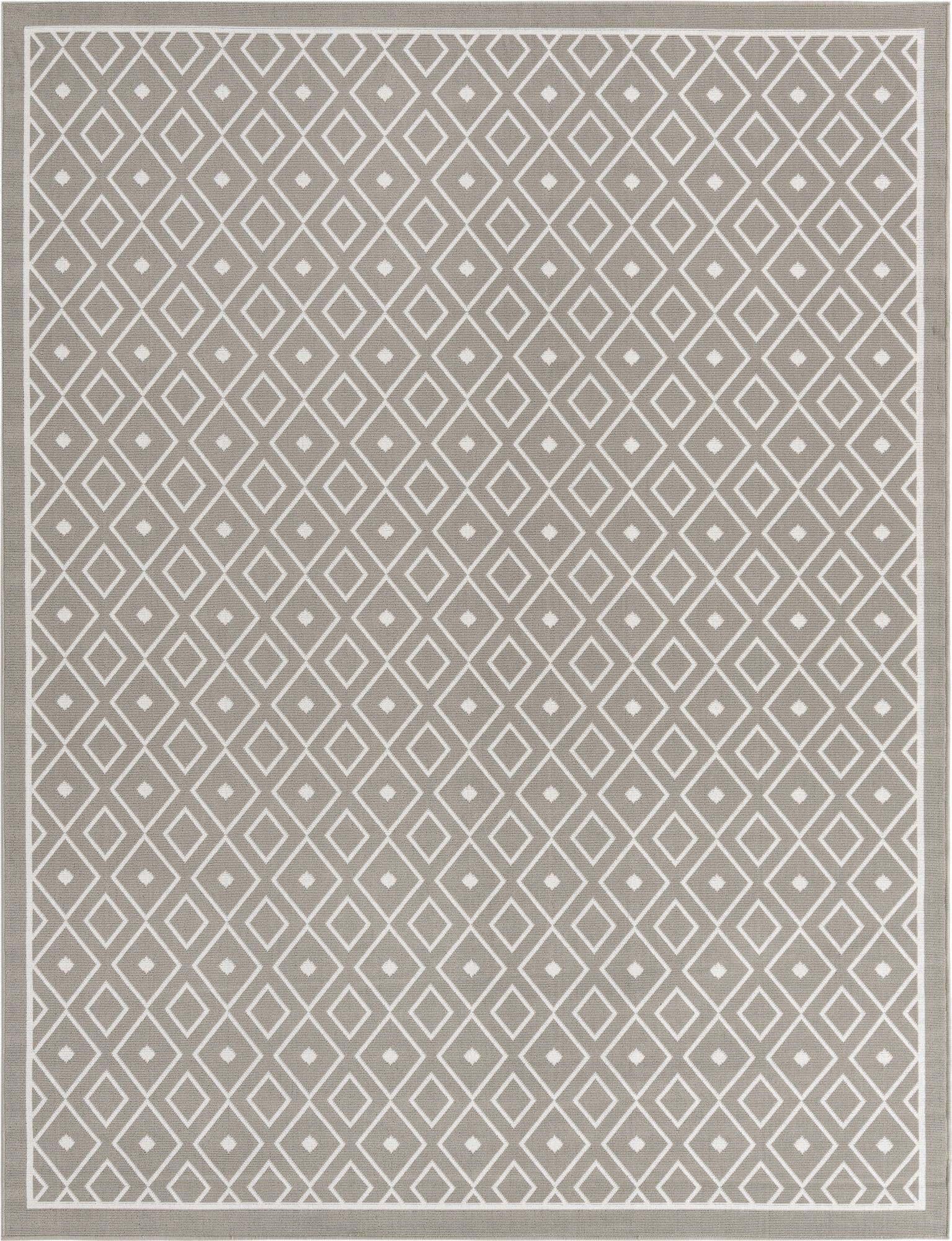 Unique Loom Outdoor Rugs - Outdoor Trellis Geometric Rectangular 8x10 Rug Gray