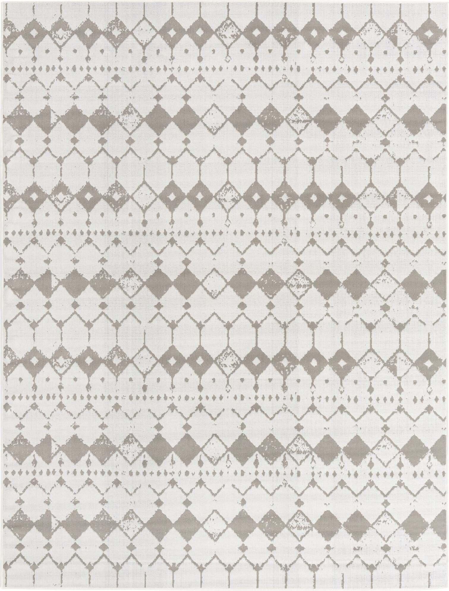 Unique Loom Outdoor Rugs - Outdoor Trellis Geometric Rectangular 8x10 Rug Ivory & Gray