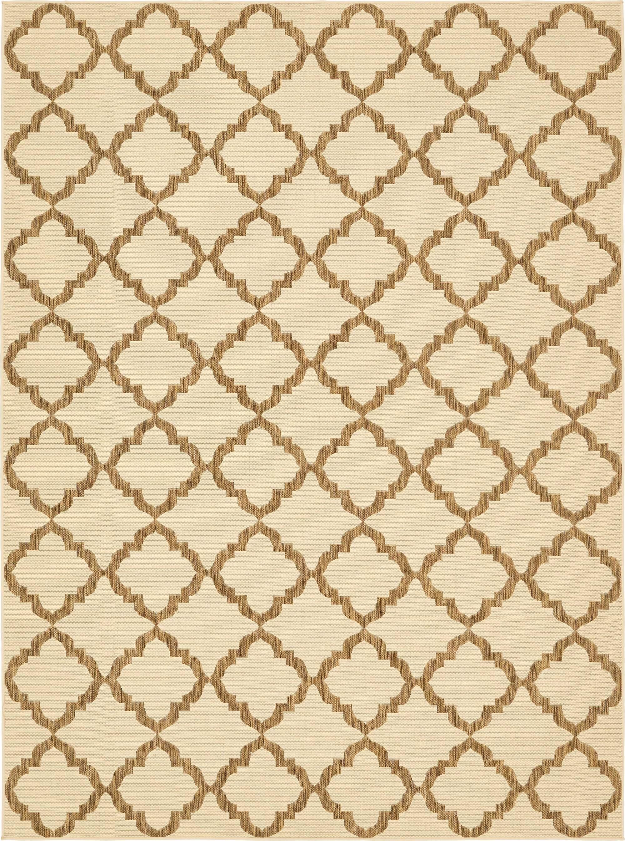 Unique Loom Outdoor Rugs - Outdoor Trellis Geometric Rectangular 8x11 Rug Beige & Brown
