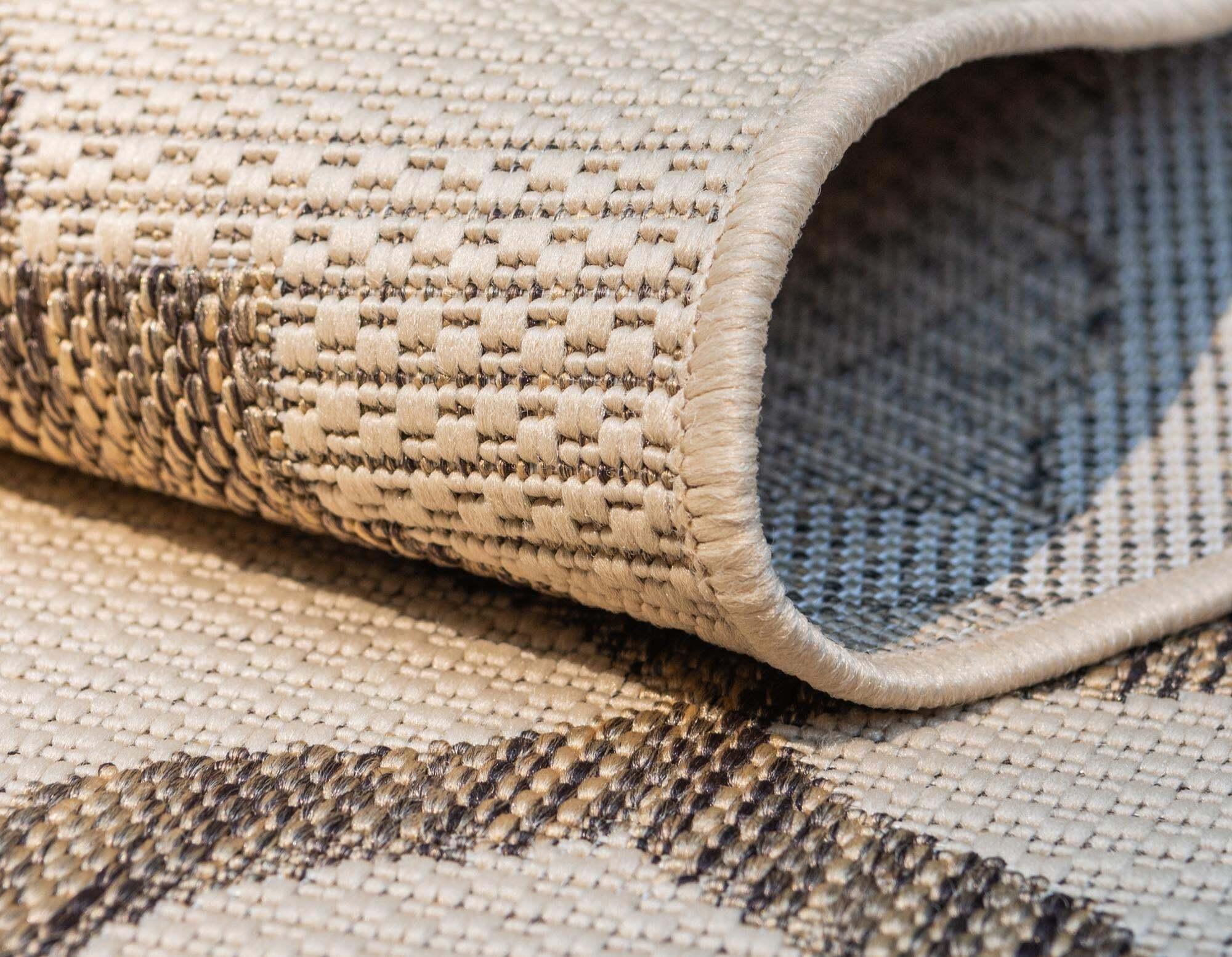 Unique Loom Outdoor Rugs - Outdoor Trellis Geometric Rectangular 8x11 Rug Beige & Brown