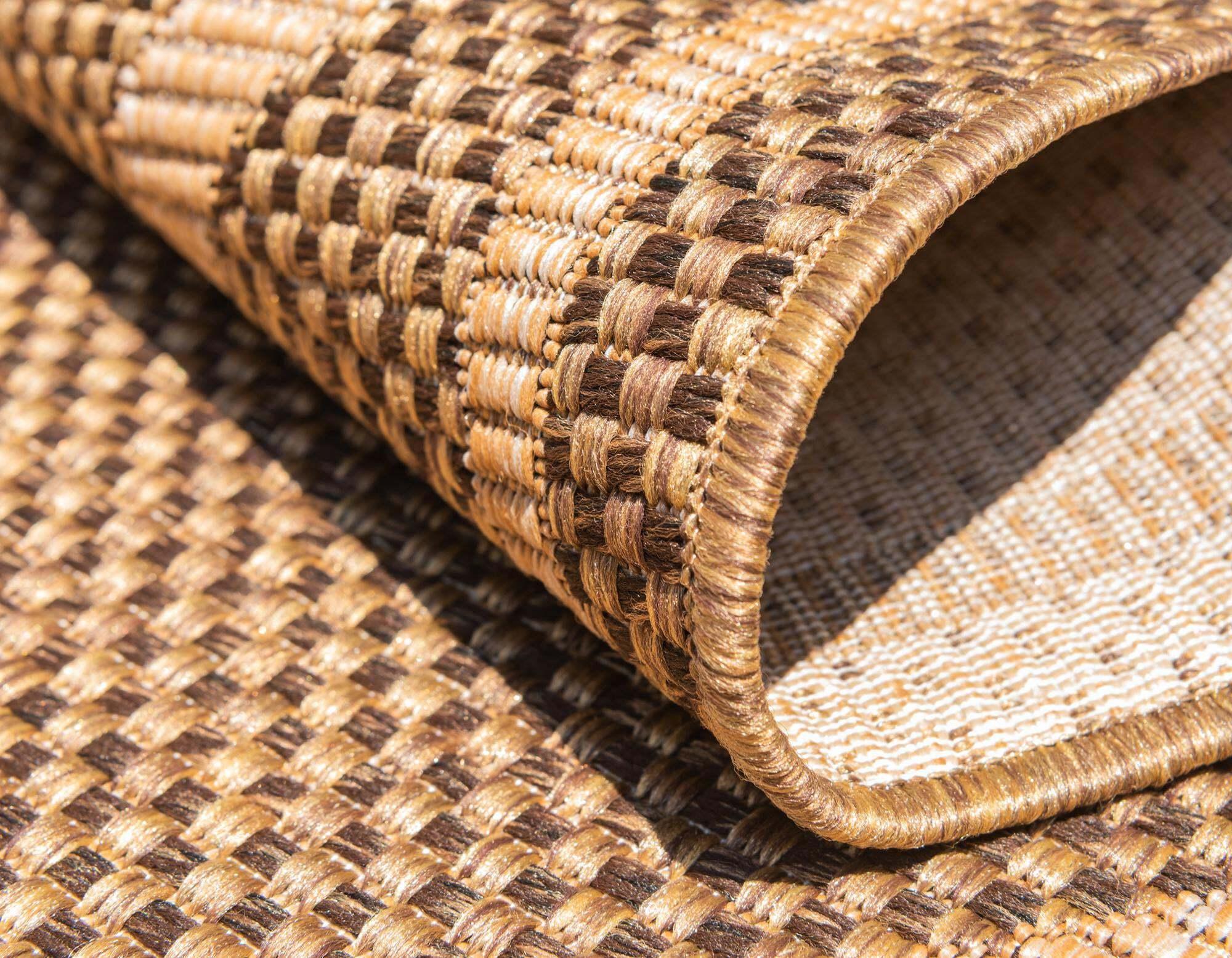 Unique Loom Outdoor Rugs - Outdoor Trellis Geometric Rectangular 8x11 Rug Brown & Tan