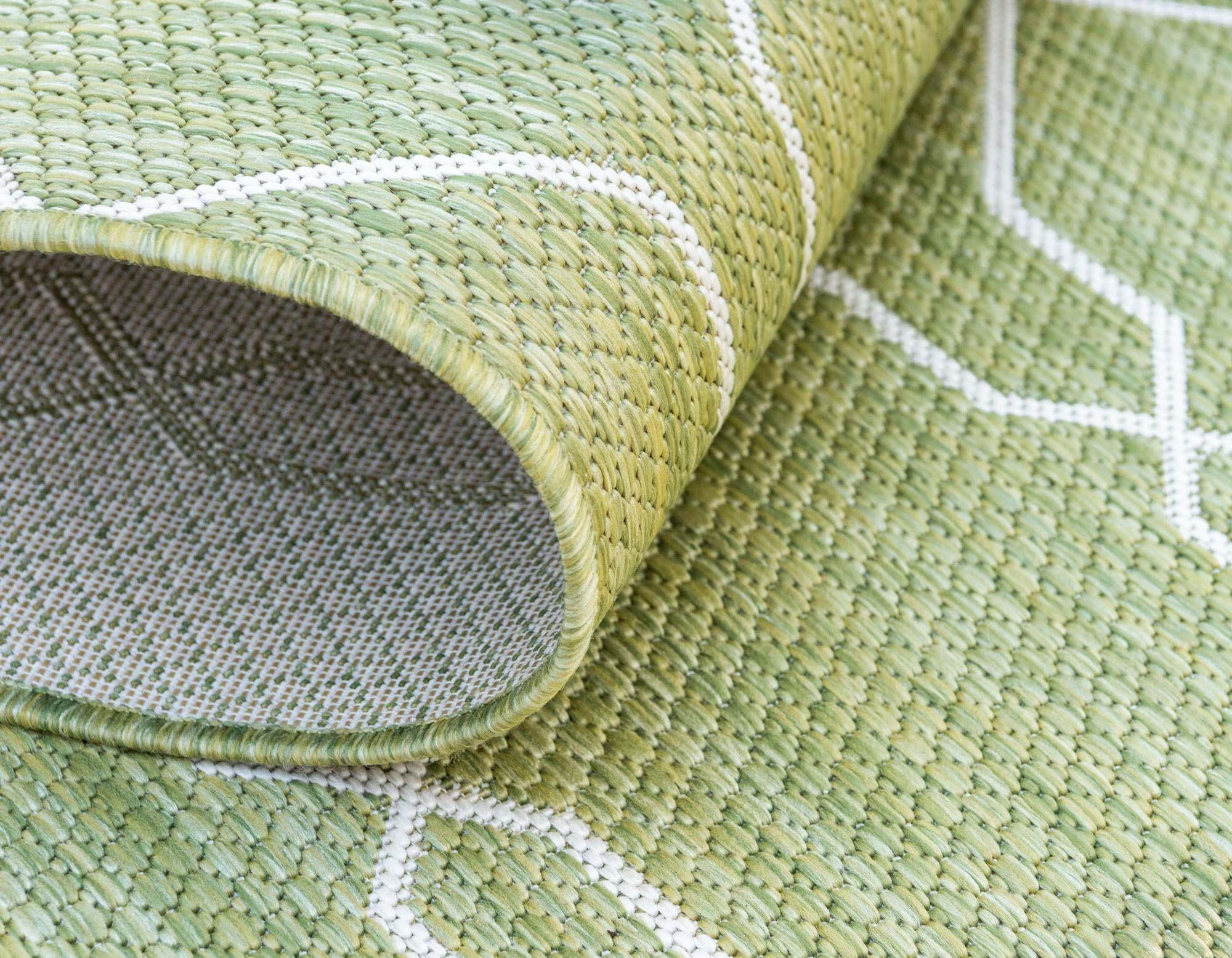 Unique Loom Outdoor Rugs - Outdoor Trellis Rectangular 9x12 Rug Green & Ivory