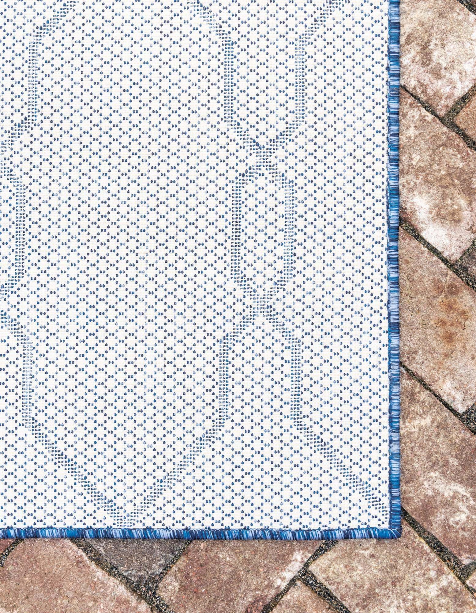 Unique Loom Outdoor Rugs - Outdoor Trellis Trellis Rectangular 8x11 Rug Navy Blue & Ivory
