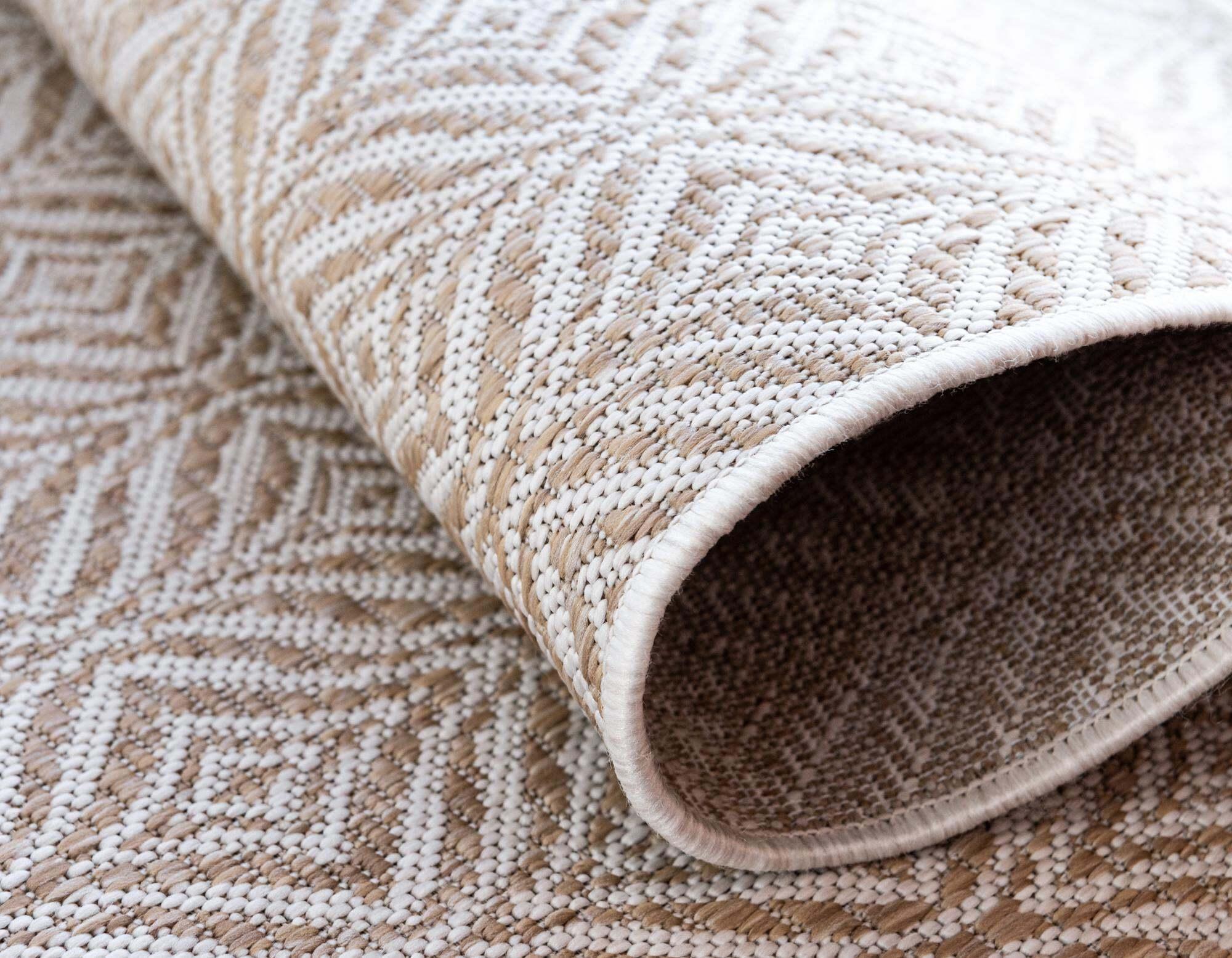 Unique Loom Outdoor Rugs - Outdoor Trellis Trellis Rectangular 9x12 Rug Tan & Ivory