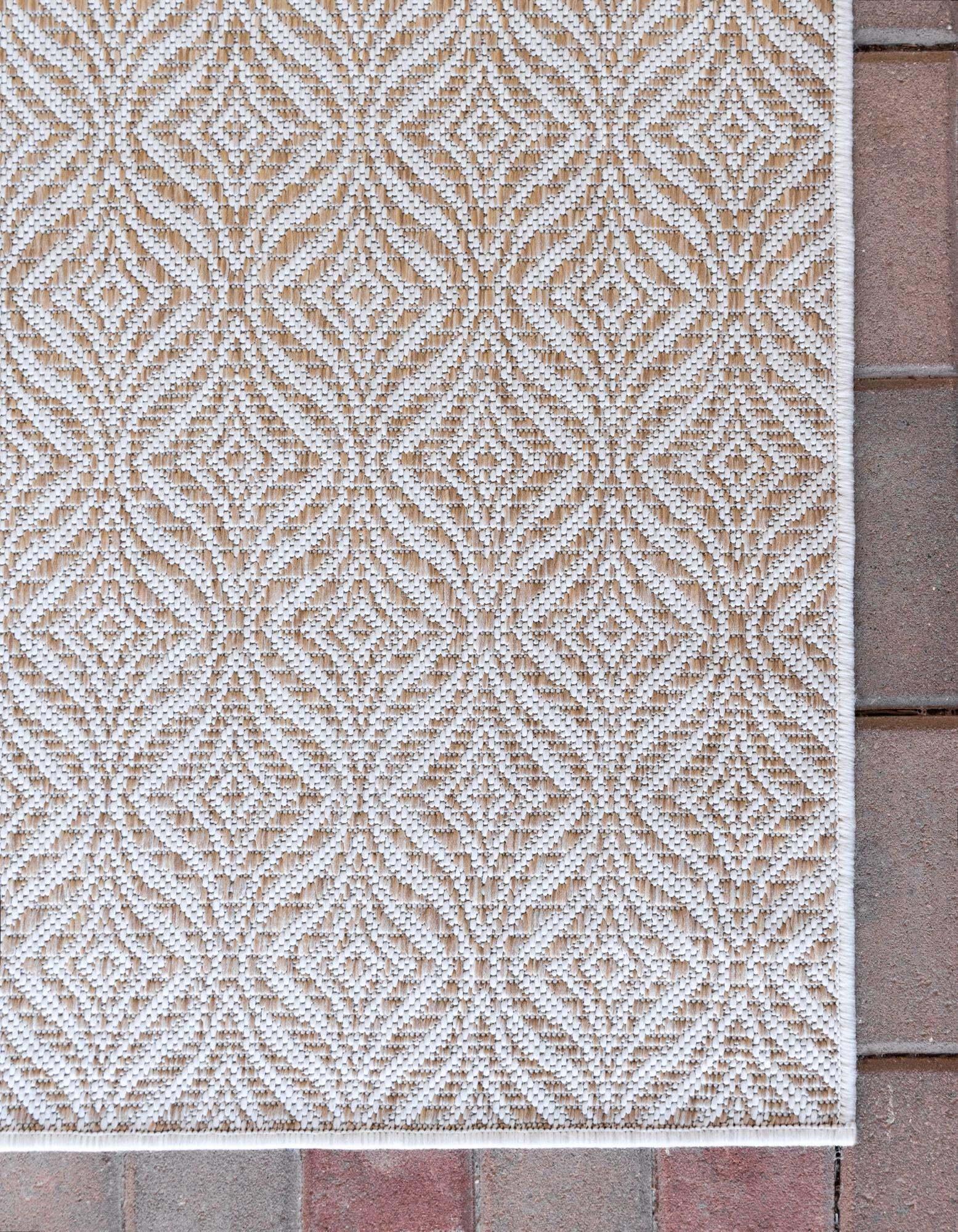 Unique Loom Outdoor Rugs - Outdoor Trellis Trellis Rectangular 9x12 Rug Tan & Ivory